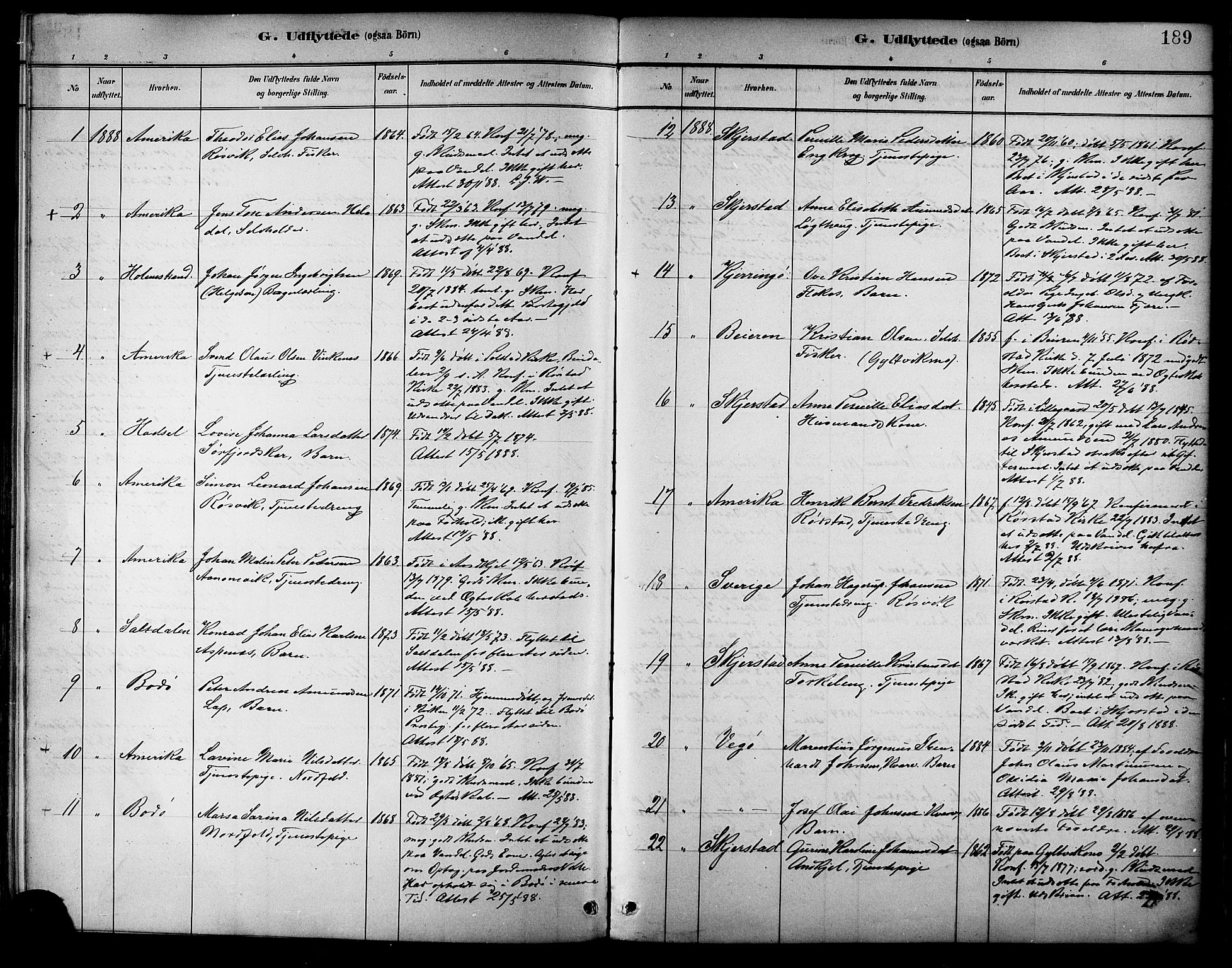 Ministerialprotokoller, klokkerbøker og fødselsregistre - Nordland, SAT/A-1459/854/L0777: Ministerialbok nr. 854A01 /1, 1883-1891, s. 189