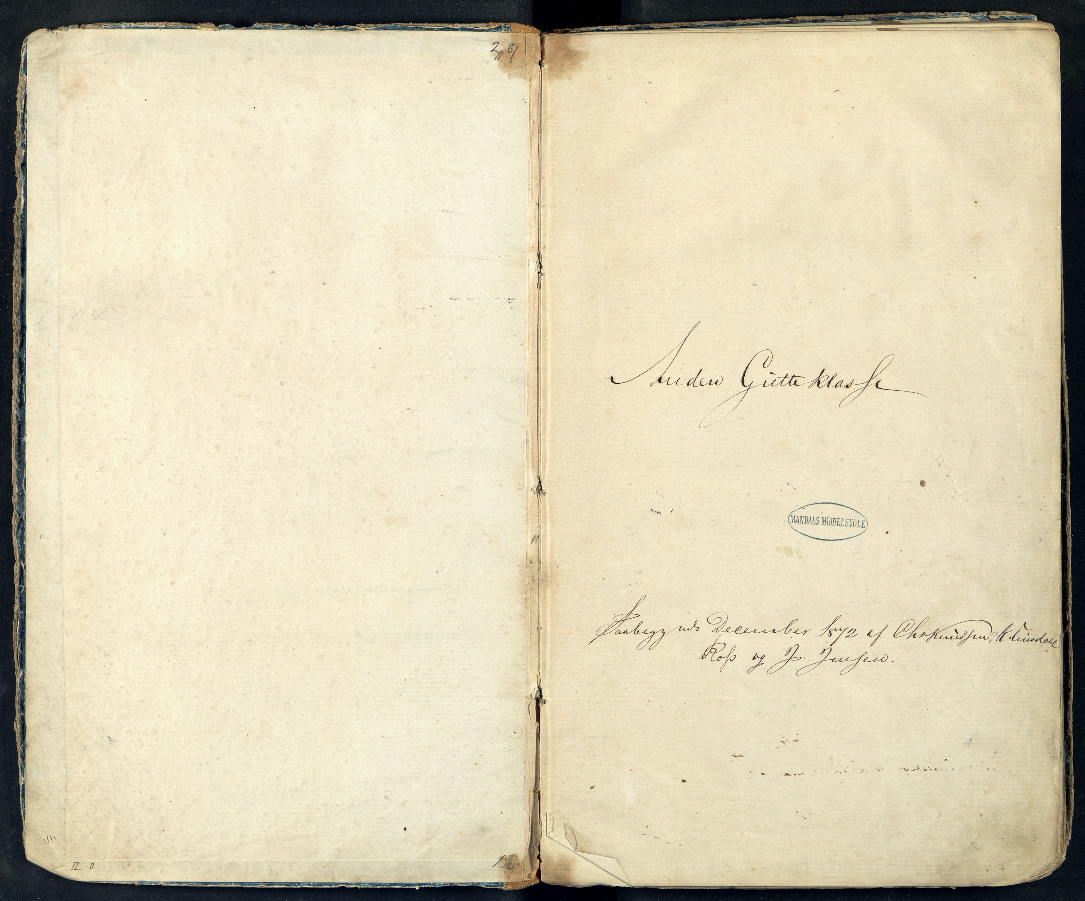 Mandal By - Borgerskolen/Middelskolen/Høiere Allmenskole, ARKSOR/1002MG550/G/L0001: Eksamensprotokoll (d), 1872-1876
