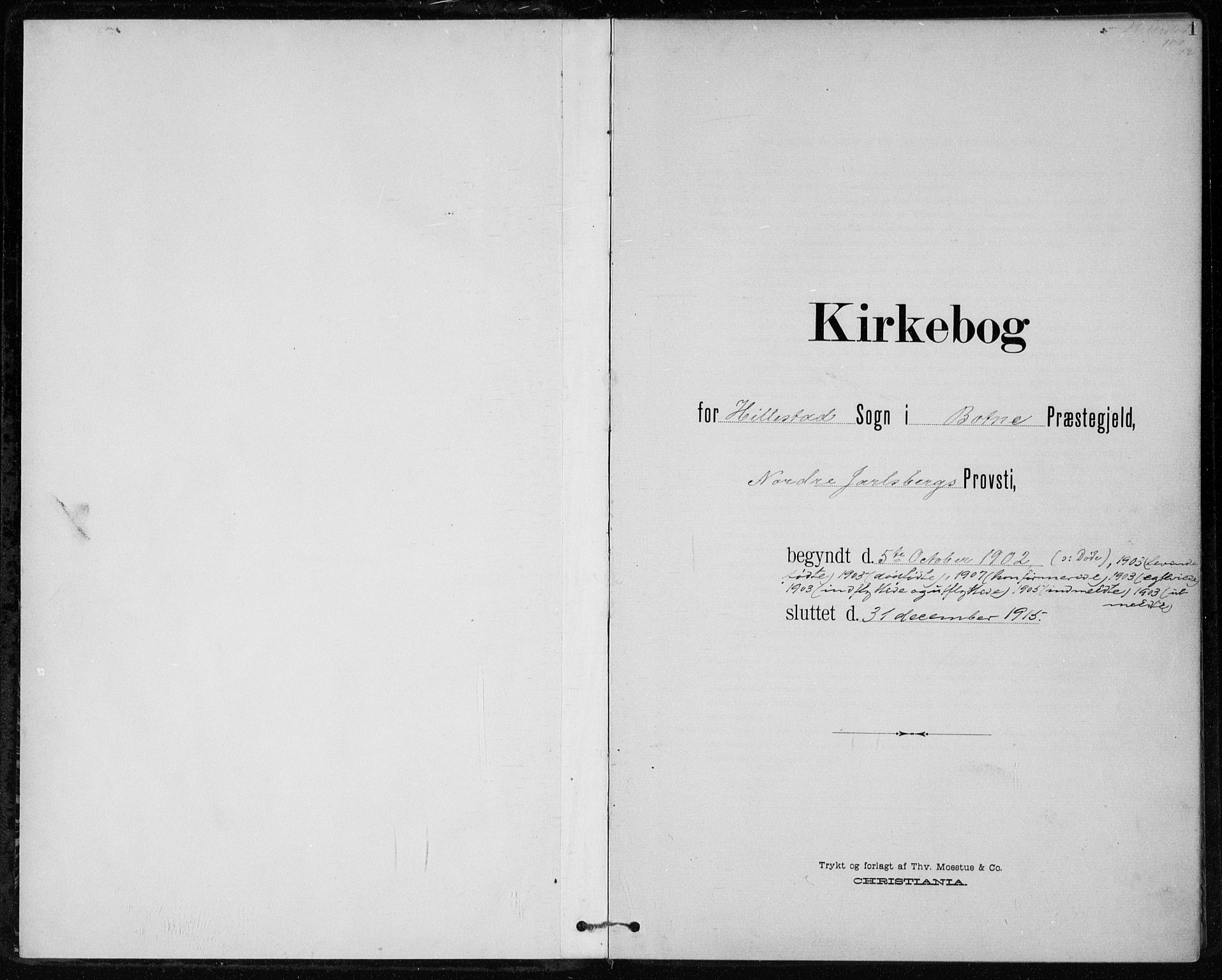 Botne kirkebøker, SAKO/A-340/F/Fb/L0002: Ministerialbok nr. II 2, 1902-1915, s. 1