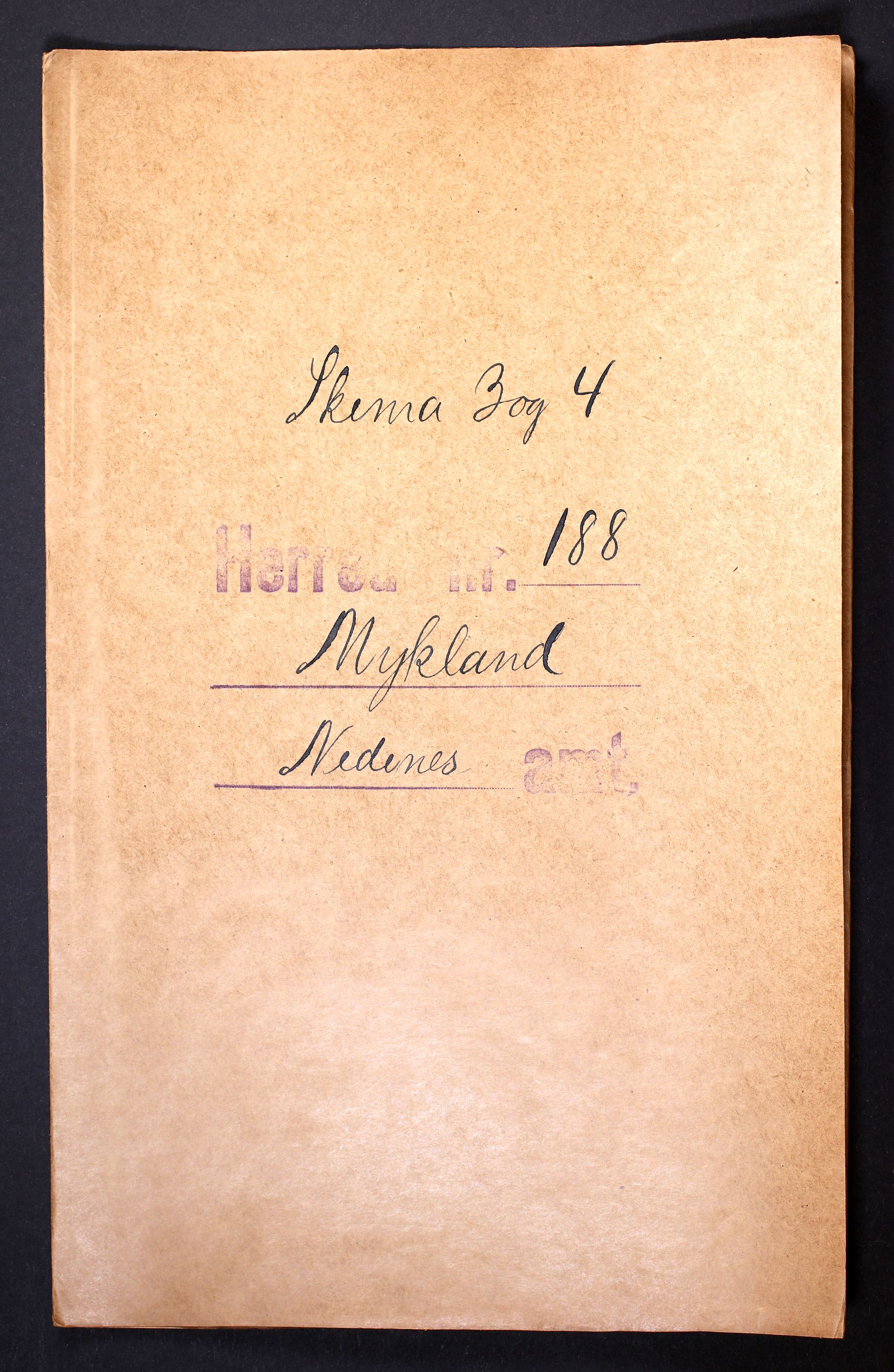RA, Folketelling 1910 for 0932 Mykland herred, 1910, s. 1