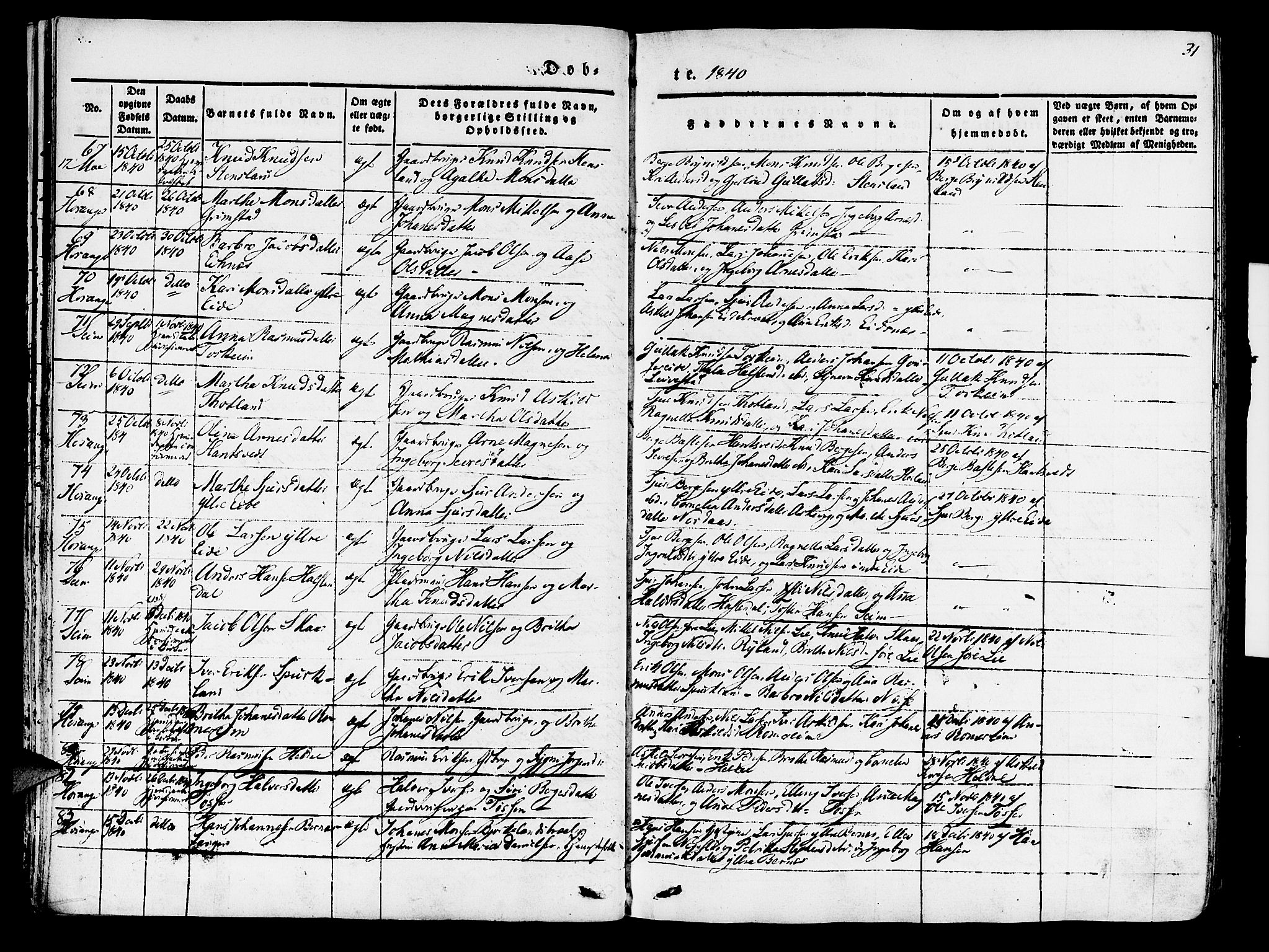 Hosanger sokneprestembete, AV/SAB-A-75801/H/Haa: Ministerialbok nr. A 7, 1835-1848, s. 31