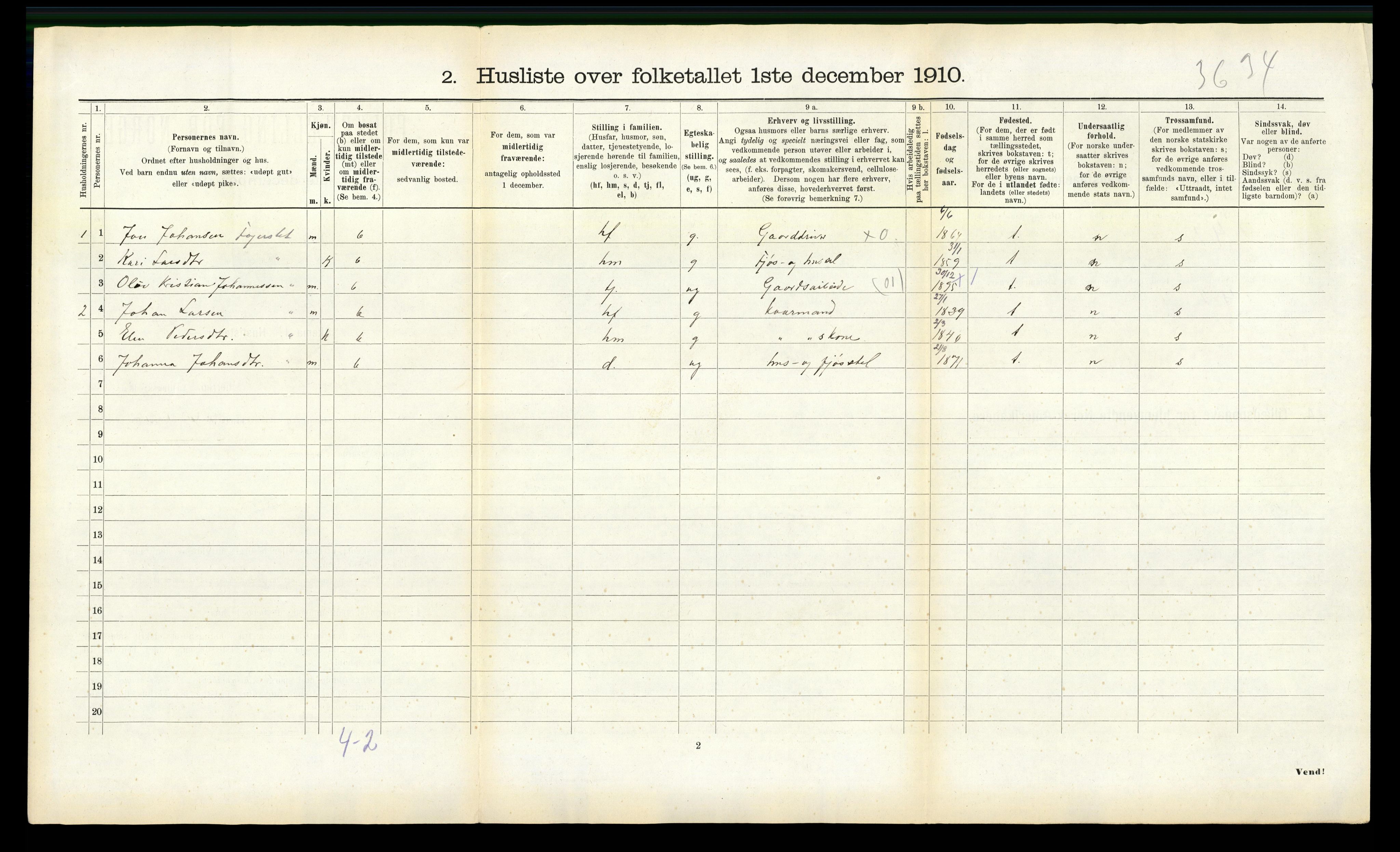 RA, Folketelling 1910 for 1542 Eresfjord og Vistdal herred, 1910, s. 102