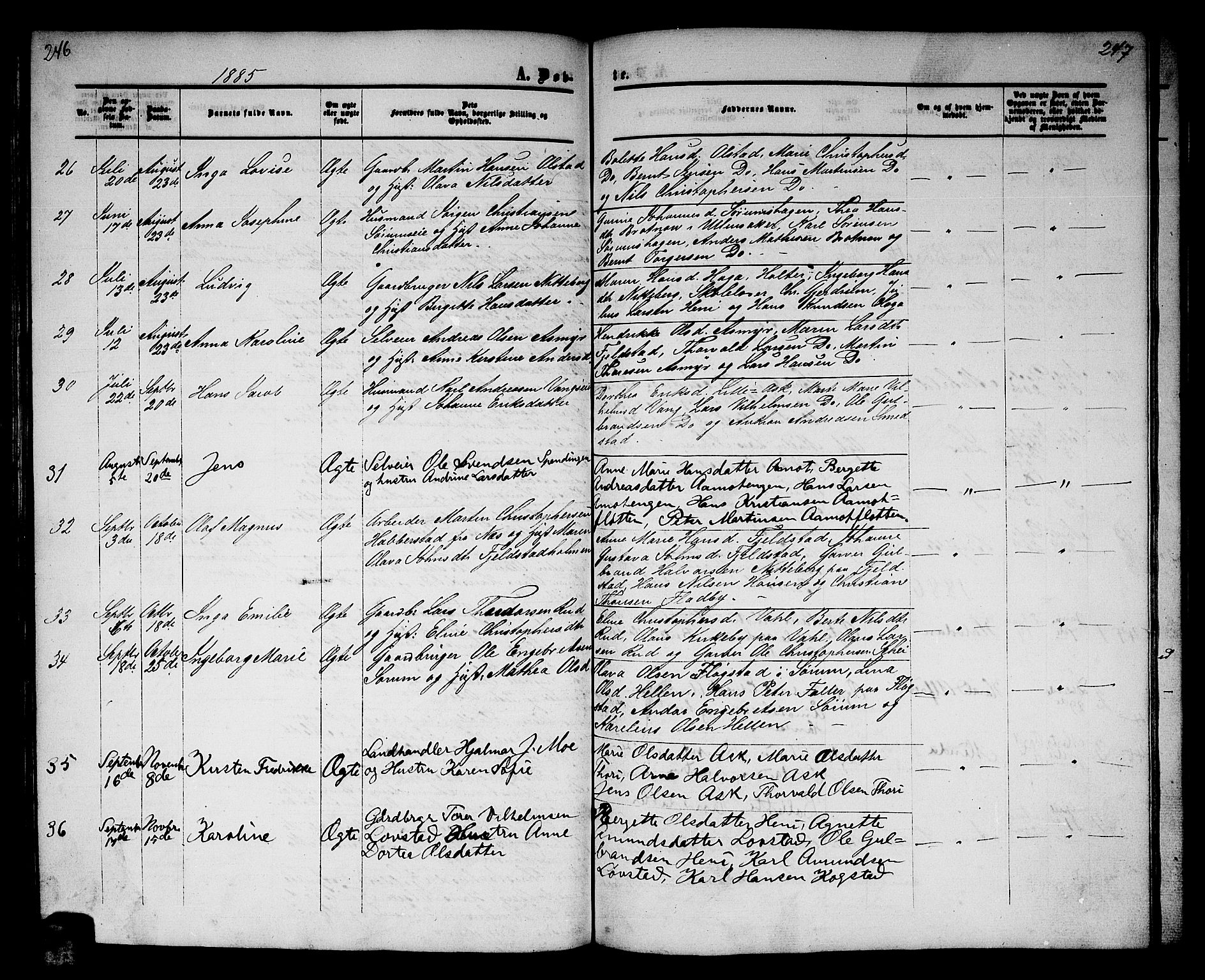 Gjerdrum prestekontor Kirkebøker, AV/SAO-A-10412b/G/Ga/L0004: Klokkerbok nr. I 4, 1858-1890, s. 246-247