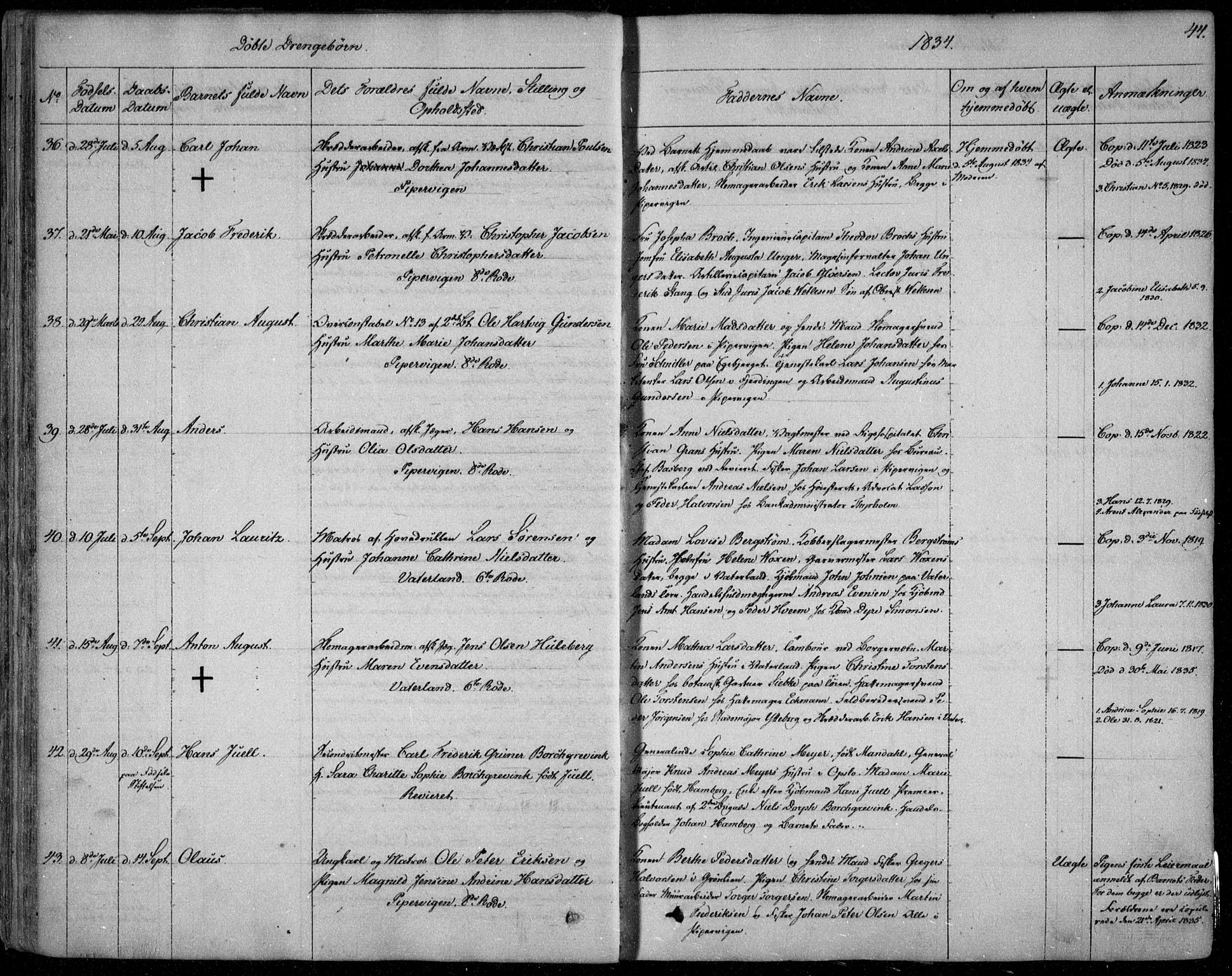 Garnisonsmenigheten Kirkebøker, SAO/A-10846/F/Fa/L0006: Ministerialbok nr. 6, 1828-1841, s. 44