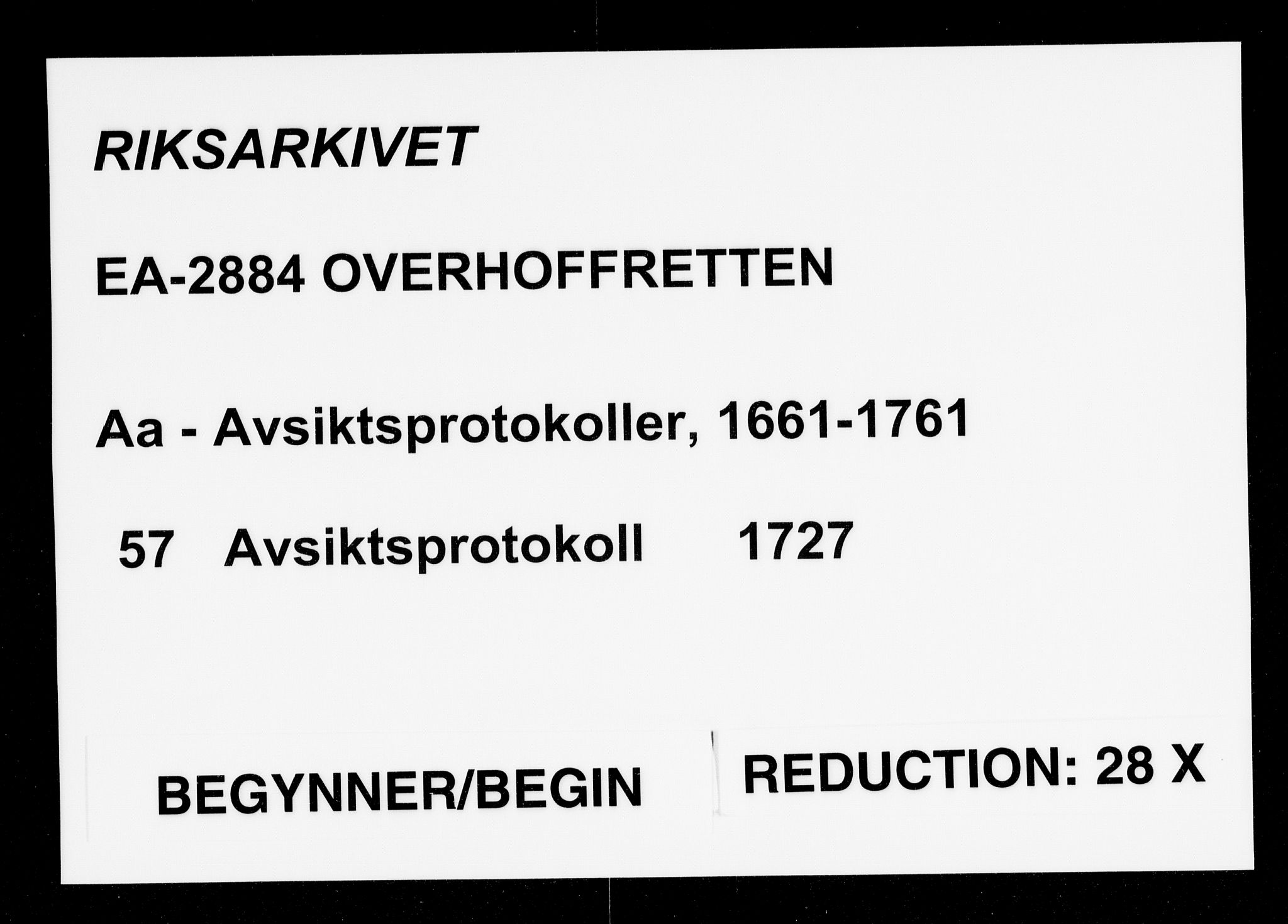 Overhoffretten 1667-1797, RA/EA-2884/Aa/L0057: Avsiktsprotokoll, 1727