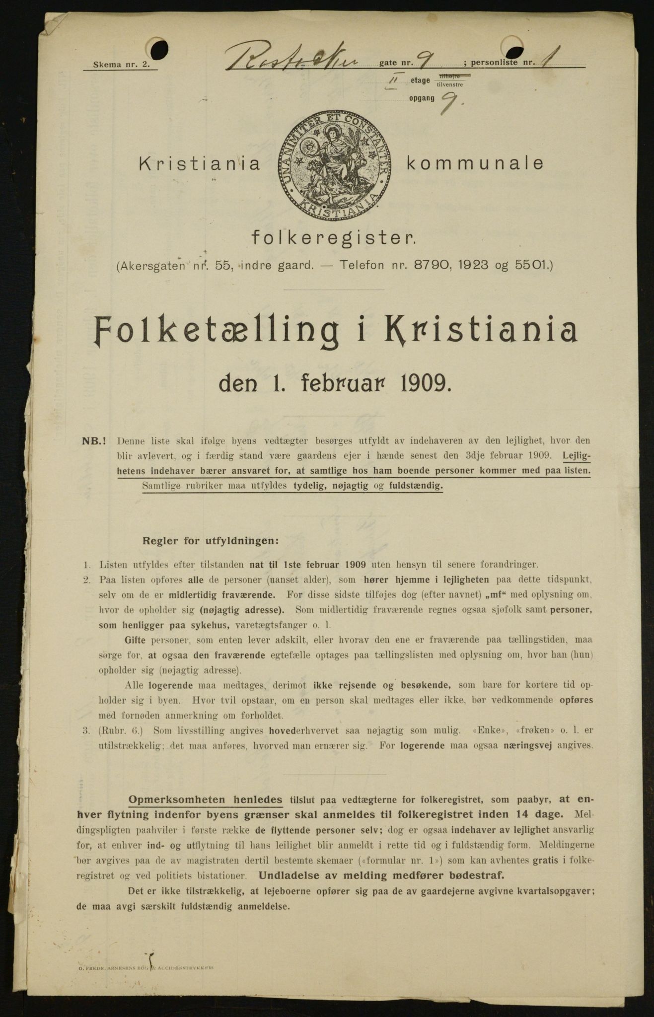 OBA, Kommunal folketelling 1.2.1909 for Kristiania kjøpstad, 1909, s. 76831