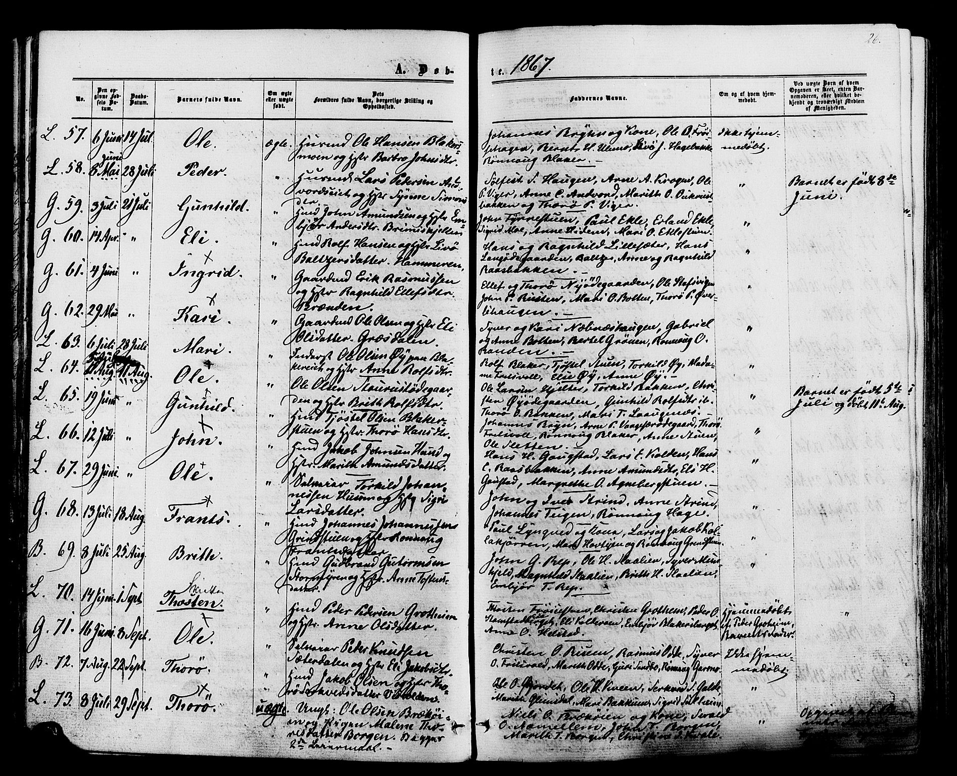 Lom prestekontor, AV/SAH-PREST-070/K/L0007: Ministerialbok nr. 7, 1863-1884, s. 26