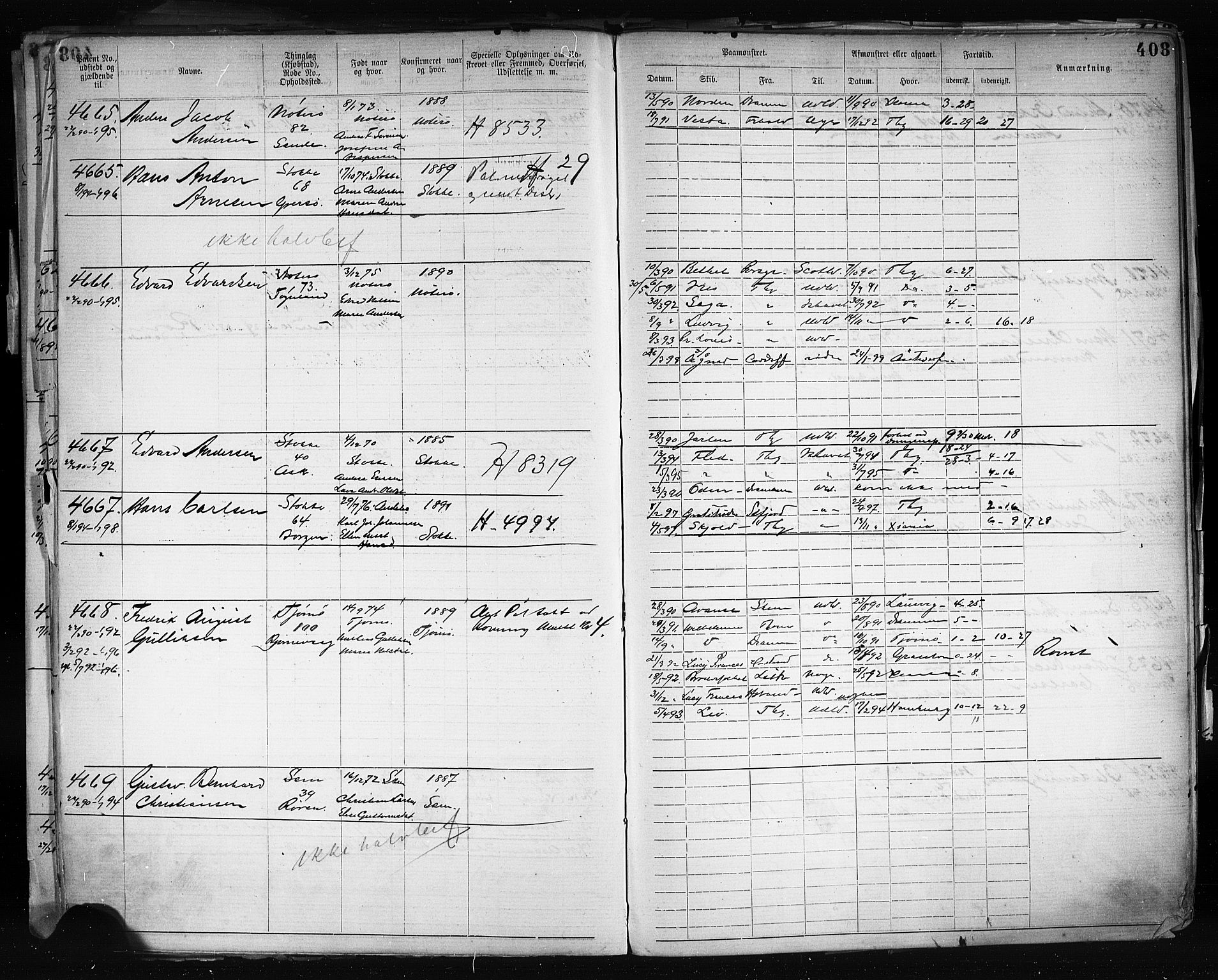 Tønsberg innrulleringskontor, AV/SAKO-A-786/F/Fb/L0003: Annotasjonsrulle Patent nr. 2646-5149, 1881-1892, s. 418