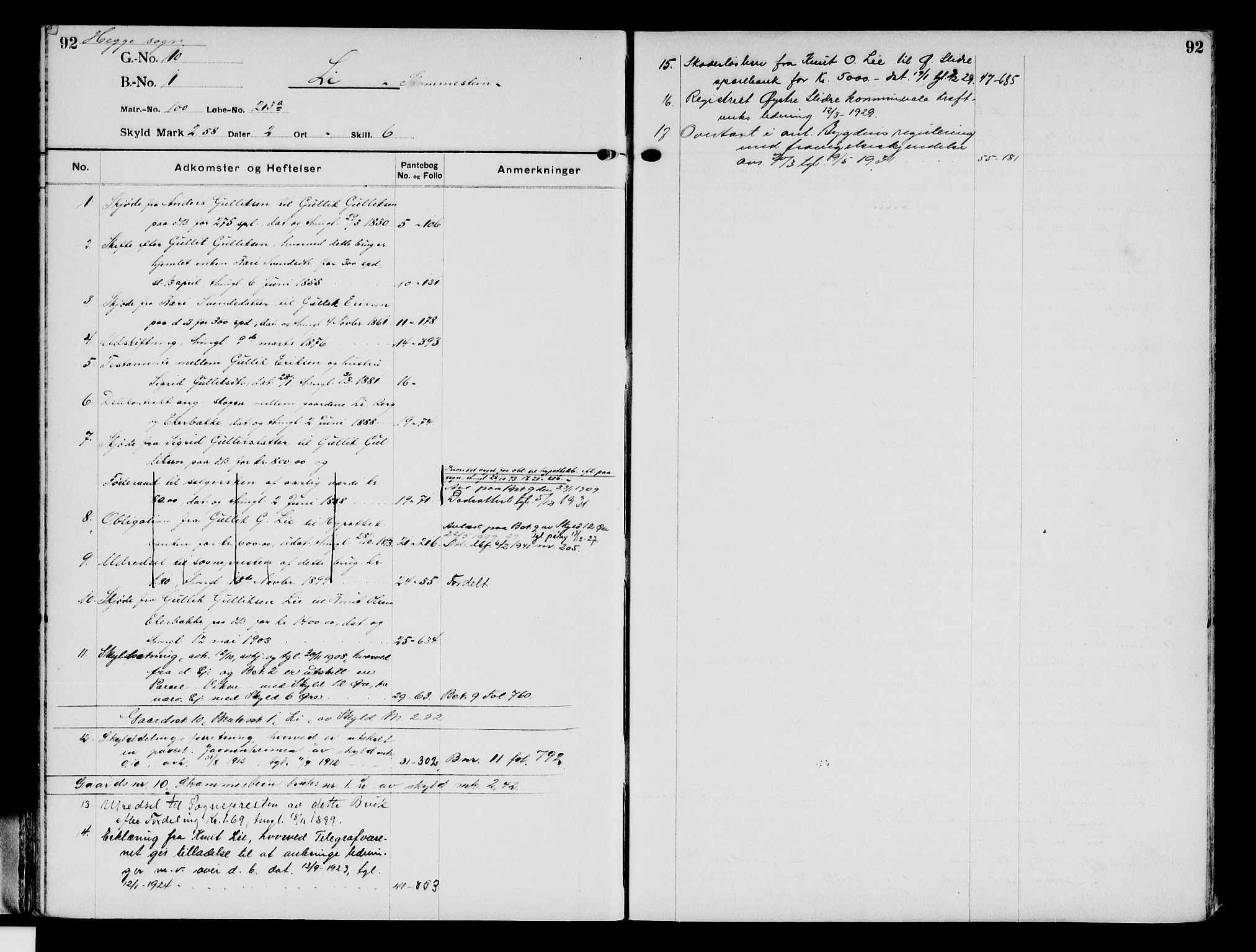 Valdres sorenskriveri, AV/SAH-TING-016/H/Ha/Hae/L0011/0001: Panteregister nr. 5.11A, 1906-1940, s. 92