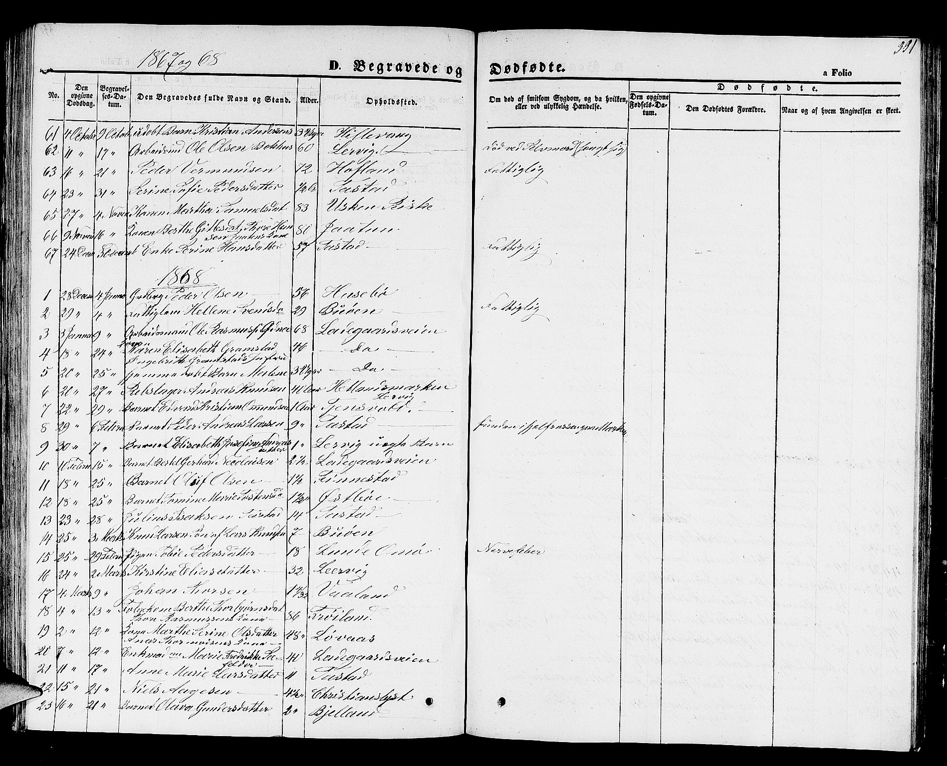 Hetland sokneprestkontor, SAST/A-101826/30/30BB/L0001: Klokkerbok nr. B 1, 1850-1868, s. 331