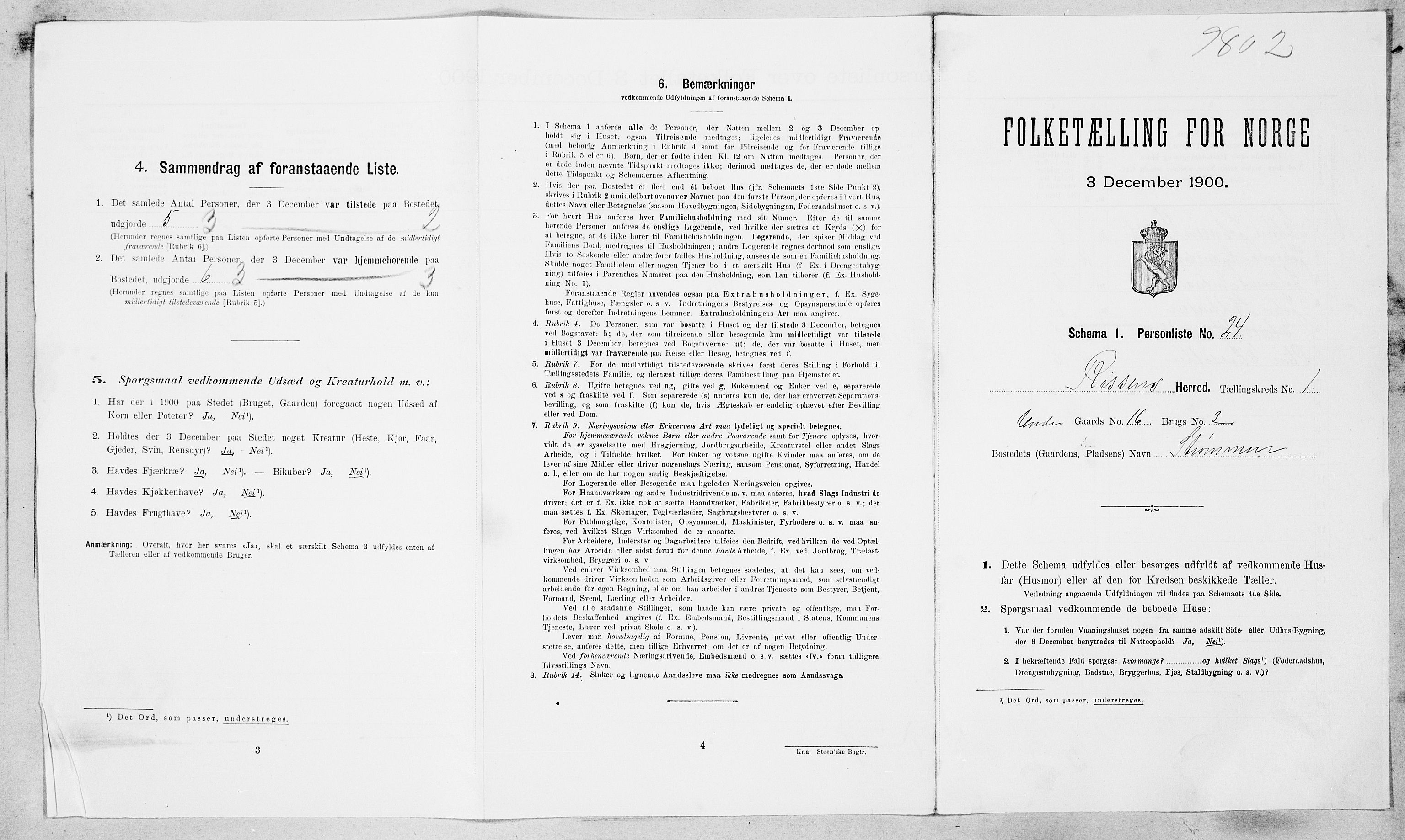 SAT, Folketelling 1900 for 1624 Rissa herred, 1900, s. 138