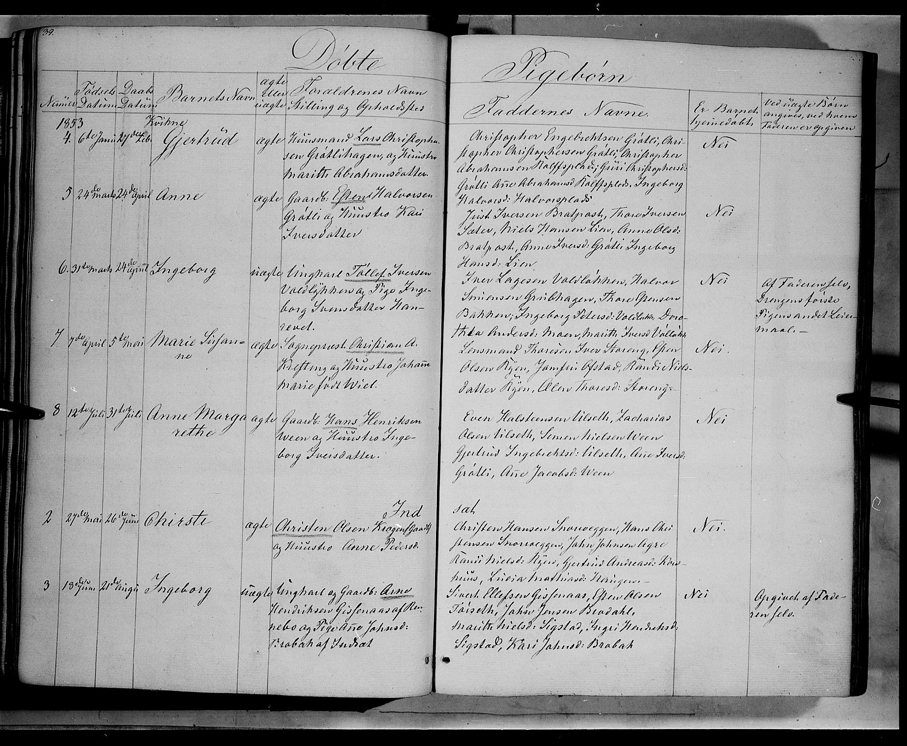 Kvikne prestekontor, AV/SAH-PREST-064/H/Ha/Haa/L0005: Ministerialbok nr. 5, 1841-1862, s. 39