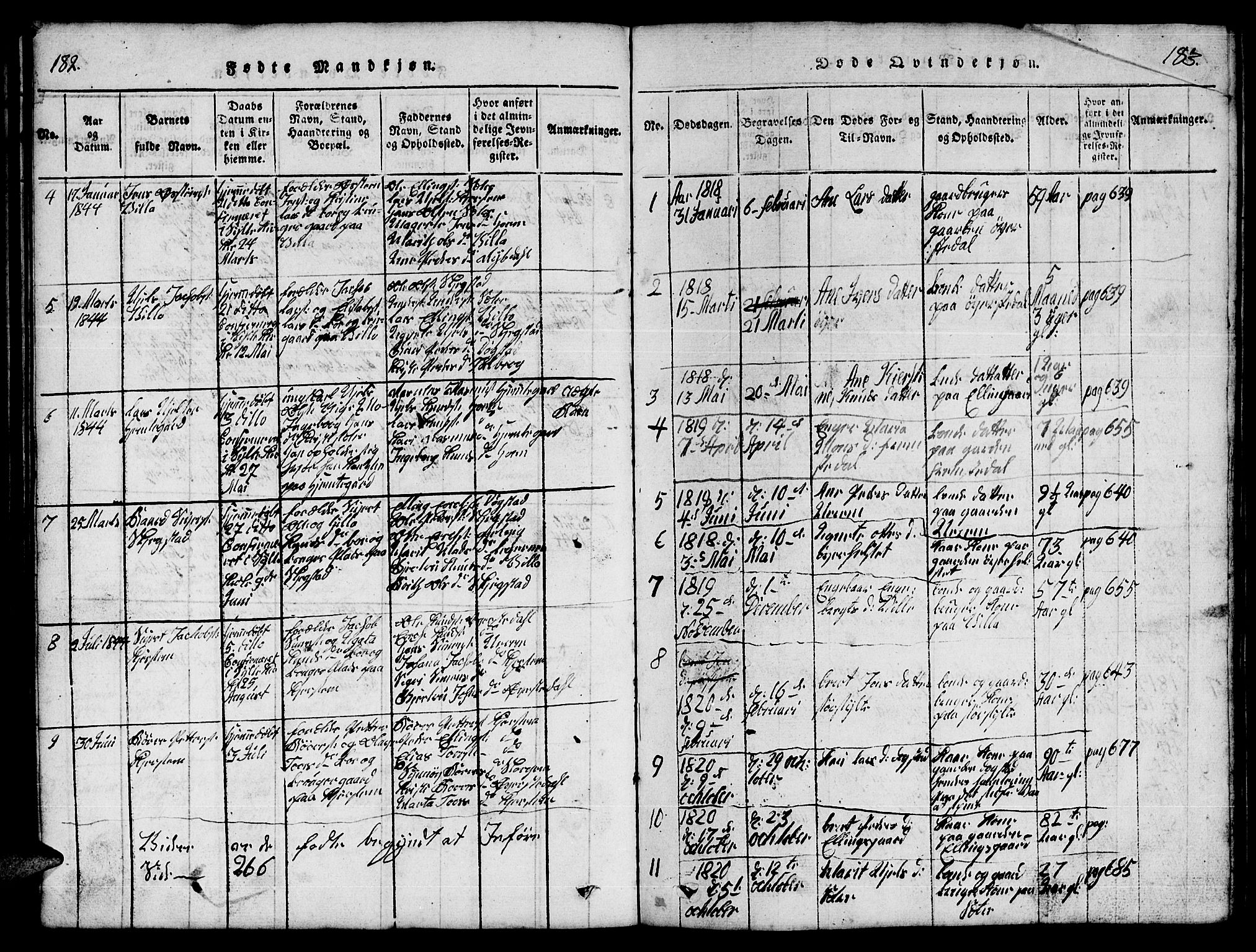 Ministerialprotokoller, klokkerbøker og fødselsregistre - Møre og Romsdal, AV/SAT-A-1454/541/L0546: Klokkerbok nr. 541C01, 1818-1856, s. 182-183