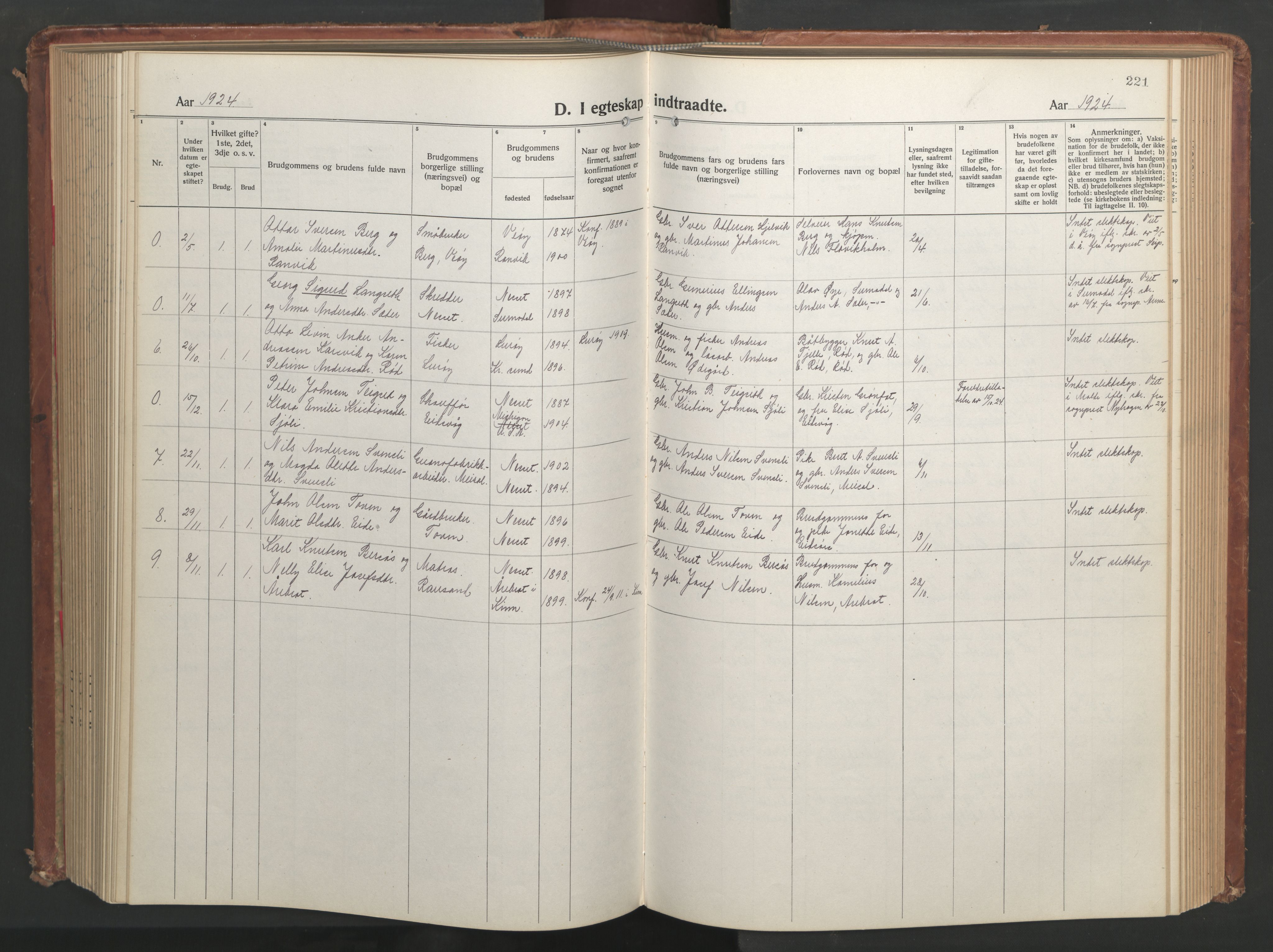 Ministerialprotokoller, klokkerbøker og fødselsregistre - Møre og Romsdal, SAT/A-1454/551/L0633: Klokkerbok nr. 551C05, 1921-1961, s. 221