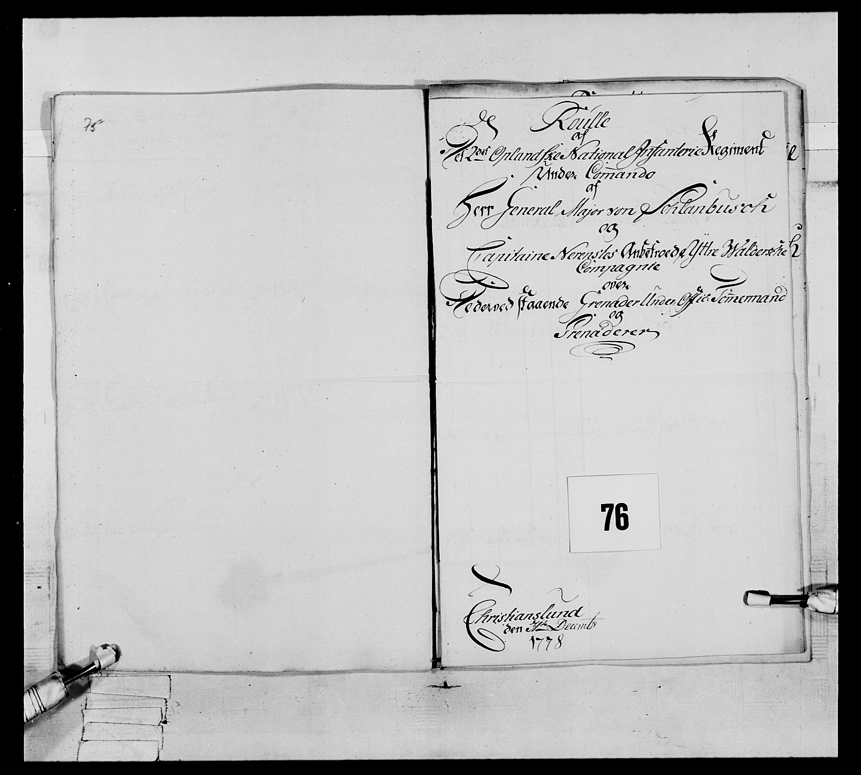 Generalitets- og kommissariatskollegiet, Det kongelige norske kommissariatskollegium, RA/EA-5420/E/Eh/L0064: 2. Opplandske nasjonale infanteriregiment, 1774-1784, s. 355