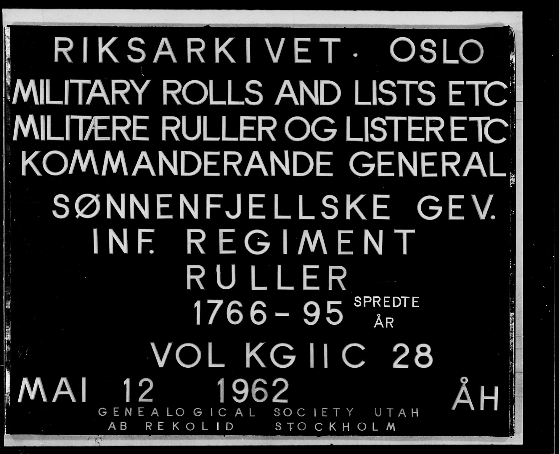 Generalitets- og kommissariatskollegiet, Det kongelige norske kommissariatskollegium, RA/EA-5420/E/Eh/L0028: Sønnafjelske gevorbne infanteriregiment, 1766-1795, s. 1