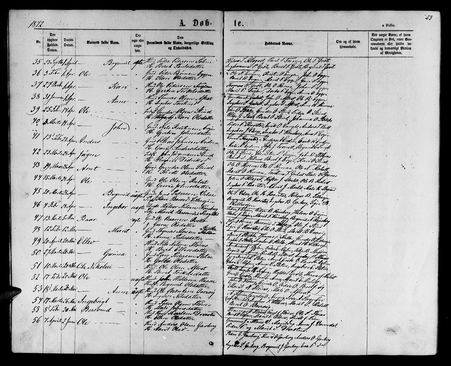 Ministerialprotokoller, klokkerbøker og fødselsregistre - Sør-Trøndelag, SAT/A-1456/695/L1156: Klokkerbok nr. 695C07, 1869-1888, s. 23