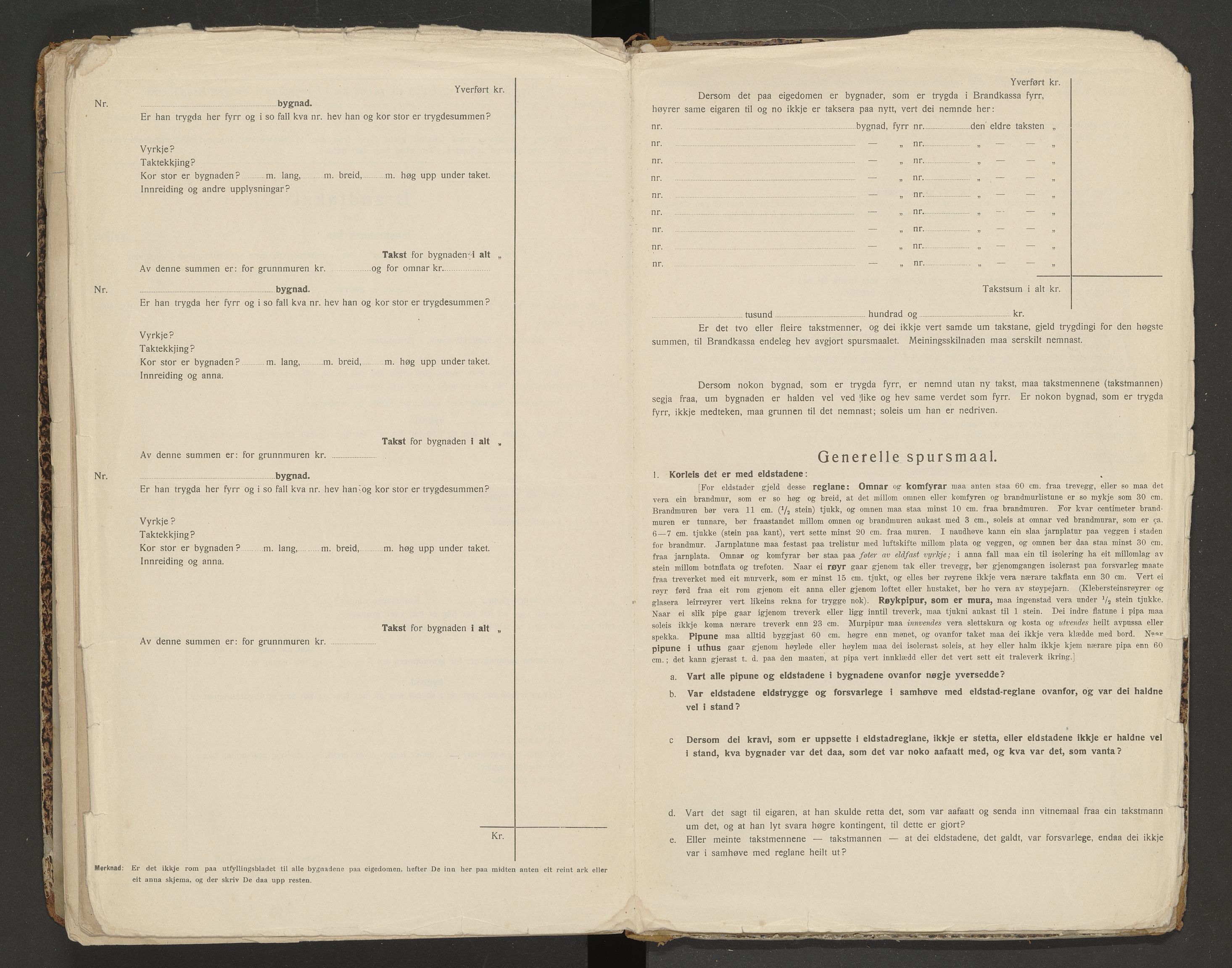 Norges Brannkasse Sunnylven, AV/SAT-A-5491/Fa/L0002: Branntakstprotokoll, 1891-1951