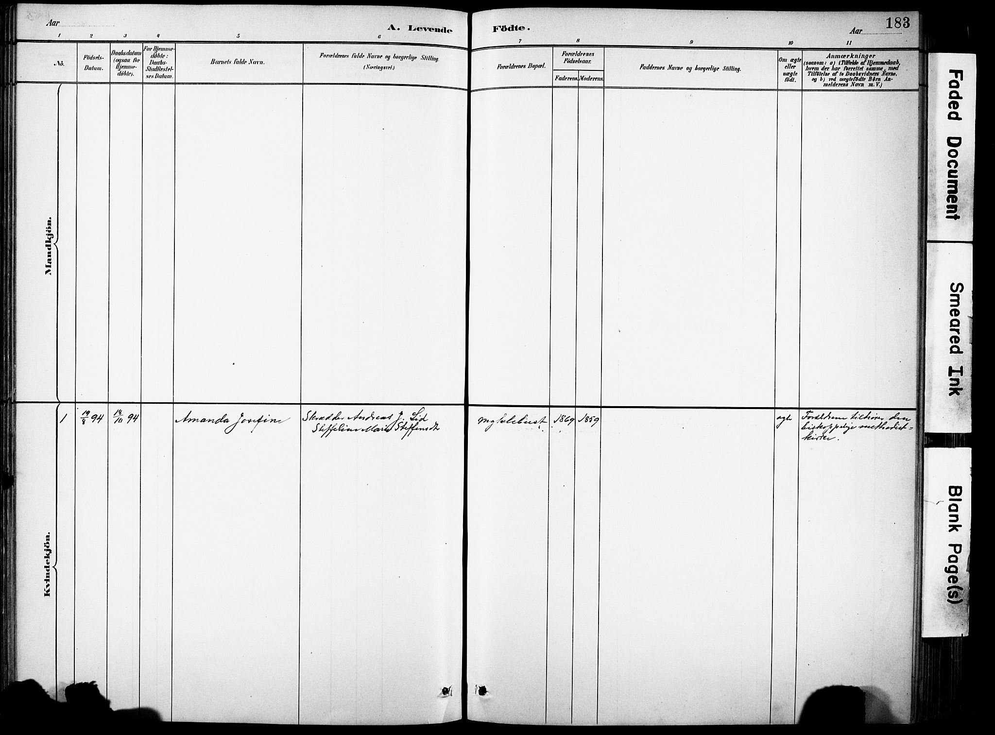 Eid sokneprestembete, AV/SAB-A-82301/H/Hab/Habb/L0002: Klokkerbok nr. B 2, 1882-1907, s. 183