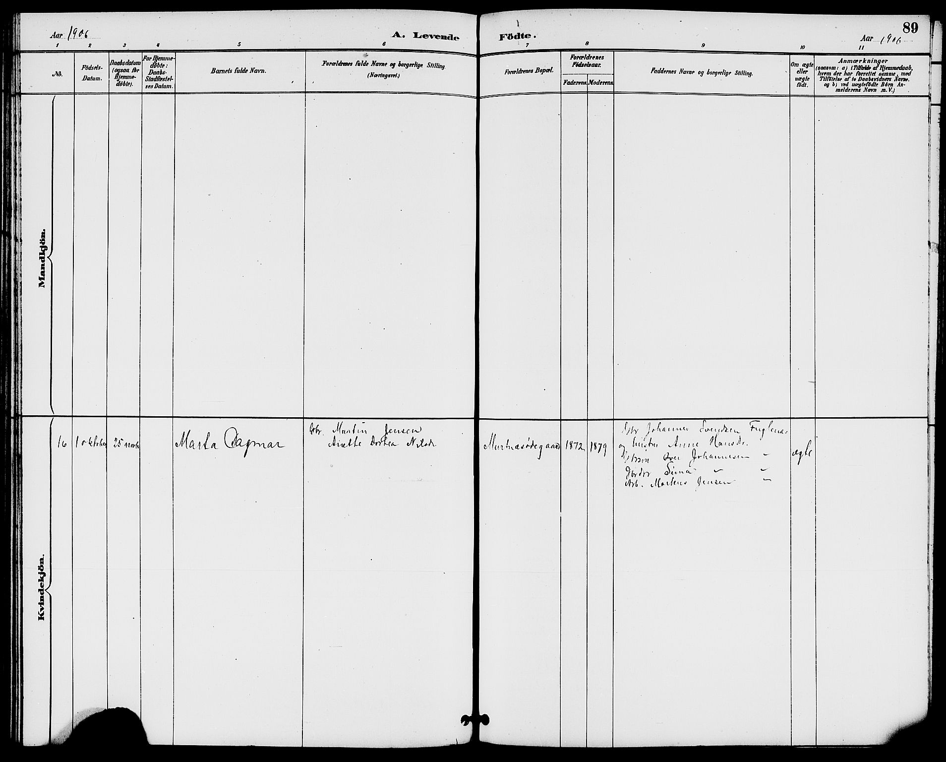 Rakkestad prestekontor Kirkebøker, AV/SAO-A-2008/G/Gb/L0001: Klokkerbok nr. II 1, 1887-1909, s. 89