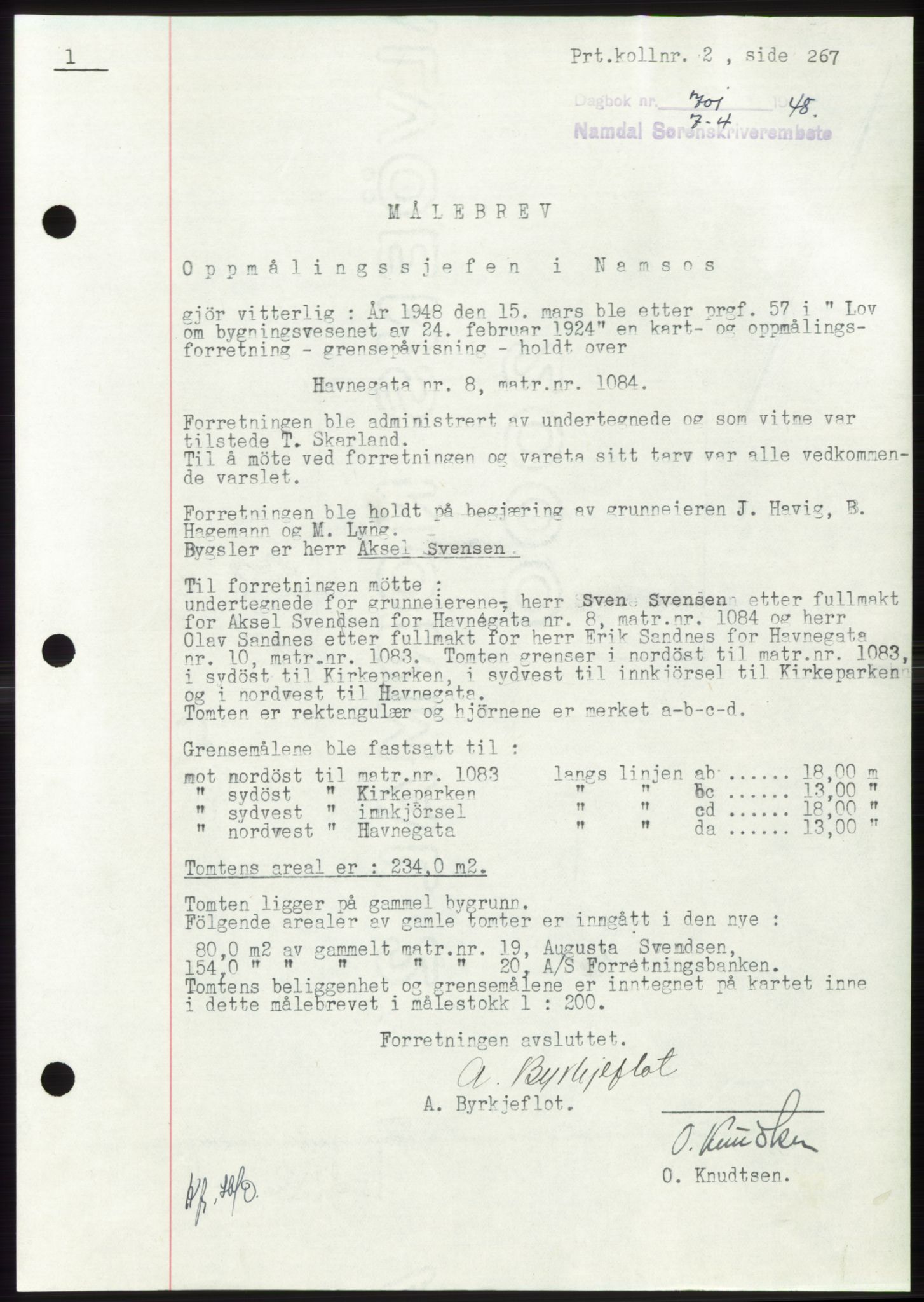 Namdal sorenskriveri, SAT/A-4133/1/2/2C: Pantebok nr. -, 1947-1948, Dagboknr: 701/1948