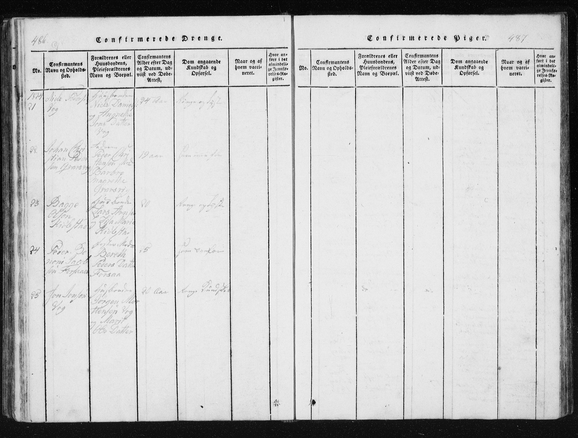 Ministerialprotokoller, klokkerbøker og fødselsregistre - Nordland, SAT/A-1459/805/L0096: Ministerialbok nr. 805A03, 1820-1837, s. 486-487