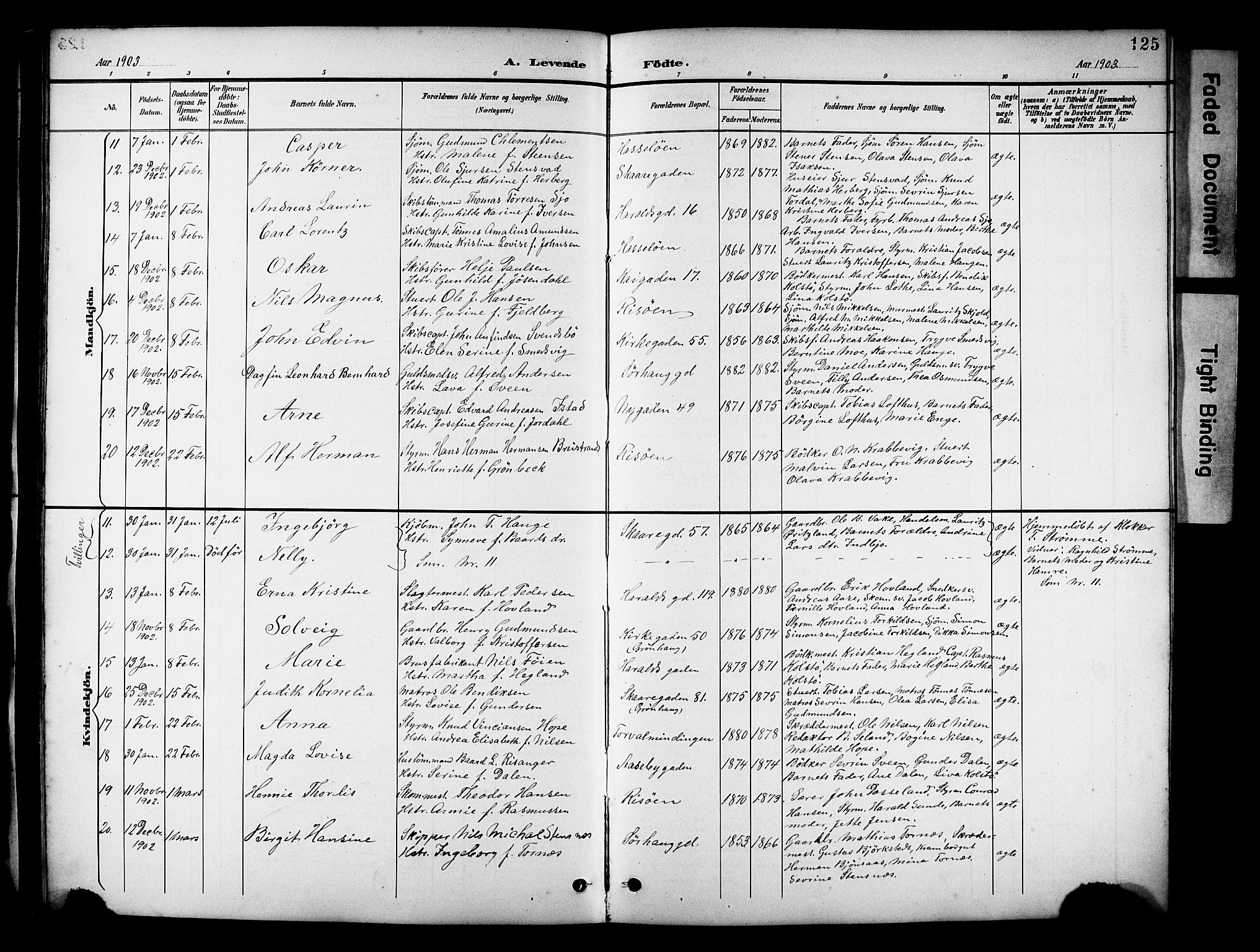 Haugesund sokneprestkontor, AV/SAST-A -101863/H/Ha/Hab/L0005: Klokkerbok nr. B 5, 1894-1908, s. 125