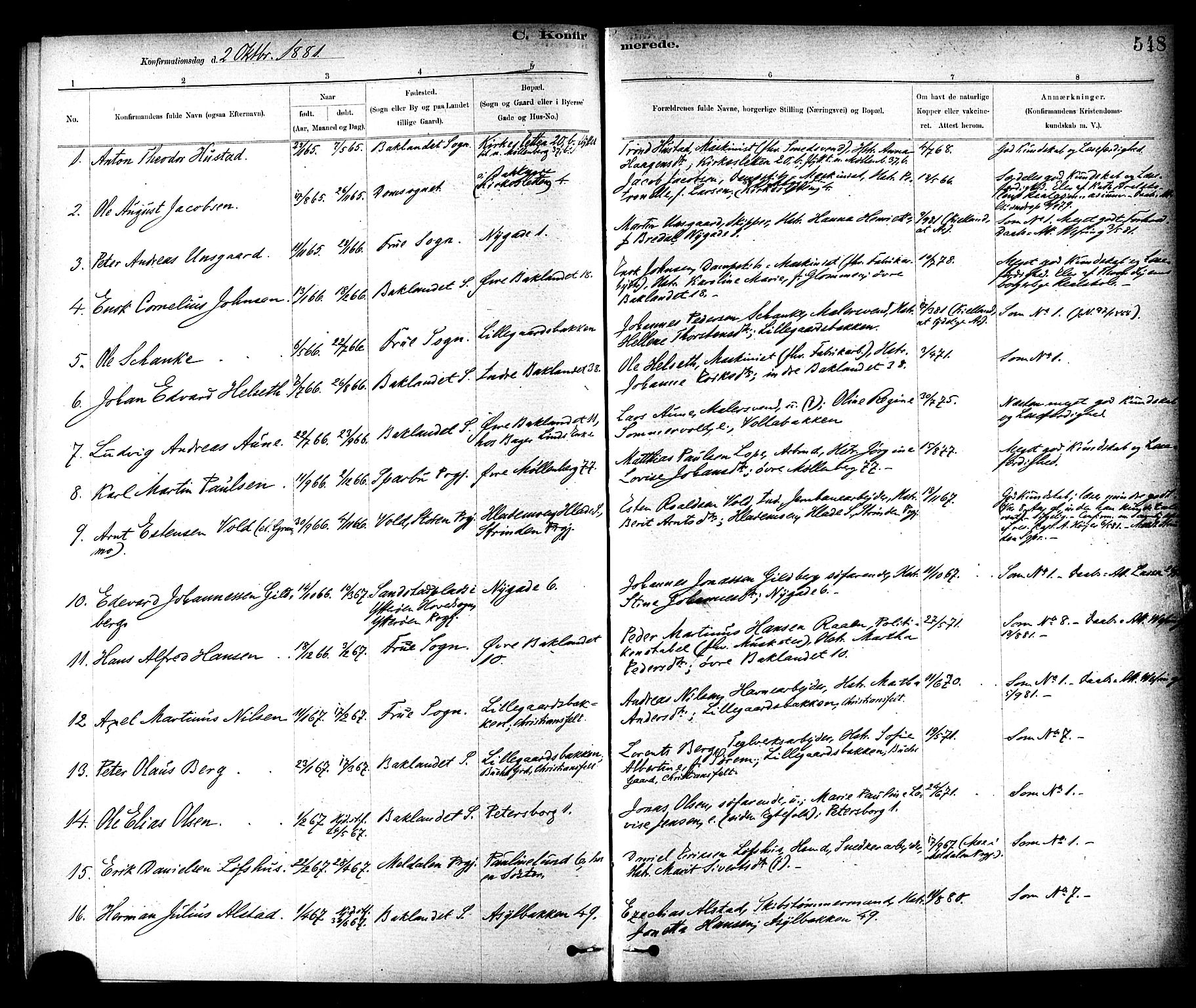 Ministerialprotokoller, klokkerbøker og fødselsregistre - Sør-Trøndelag, SAT/A-1456/604/L0188: Ministerialbok nr. 604A09, 1878-1892, s. 548