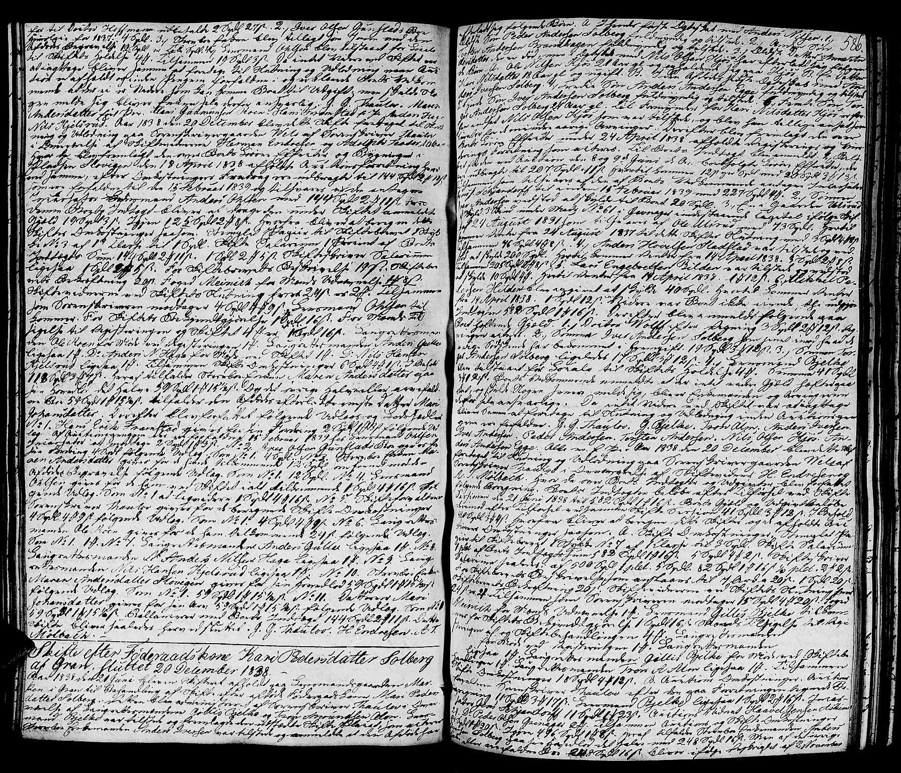 Hadeland og Land tingrett, SAH/TING-010/J/Ja/L0002: Skifteprotokoll, 1806-1843, s. 585b-586a
