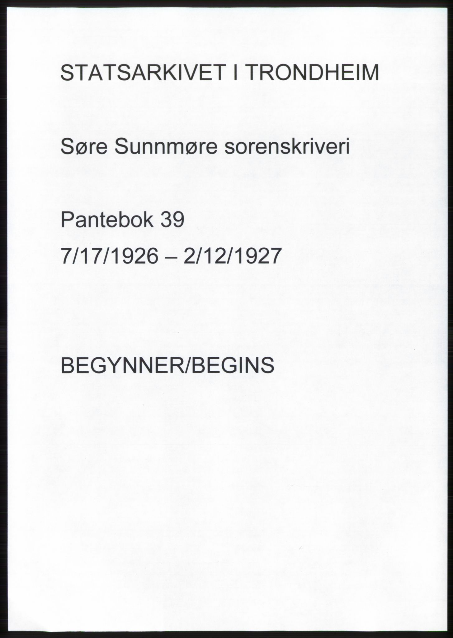 Søre Sunnmøre sorenskriveri, AV/SAT-A-4122/1/2/2C/L0045: Pantebok nr. 39, 1926-1927, Tingl.dato: 17.07.1926