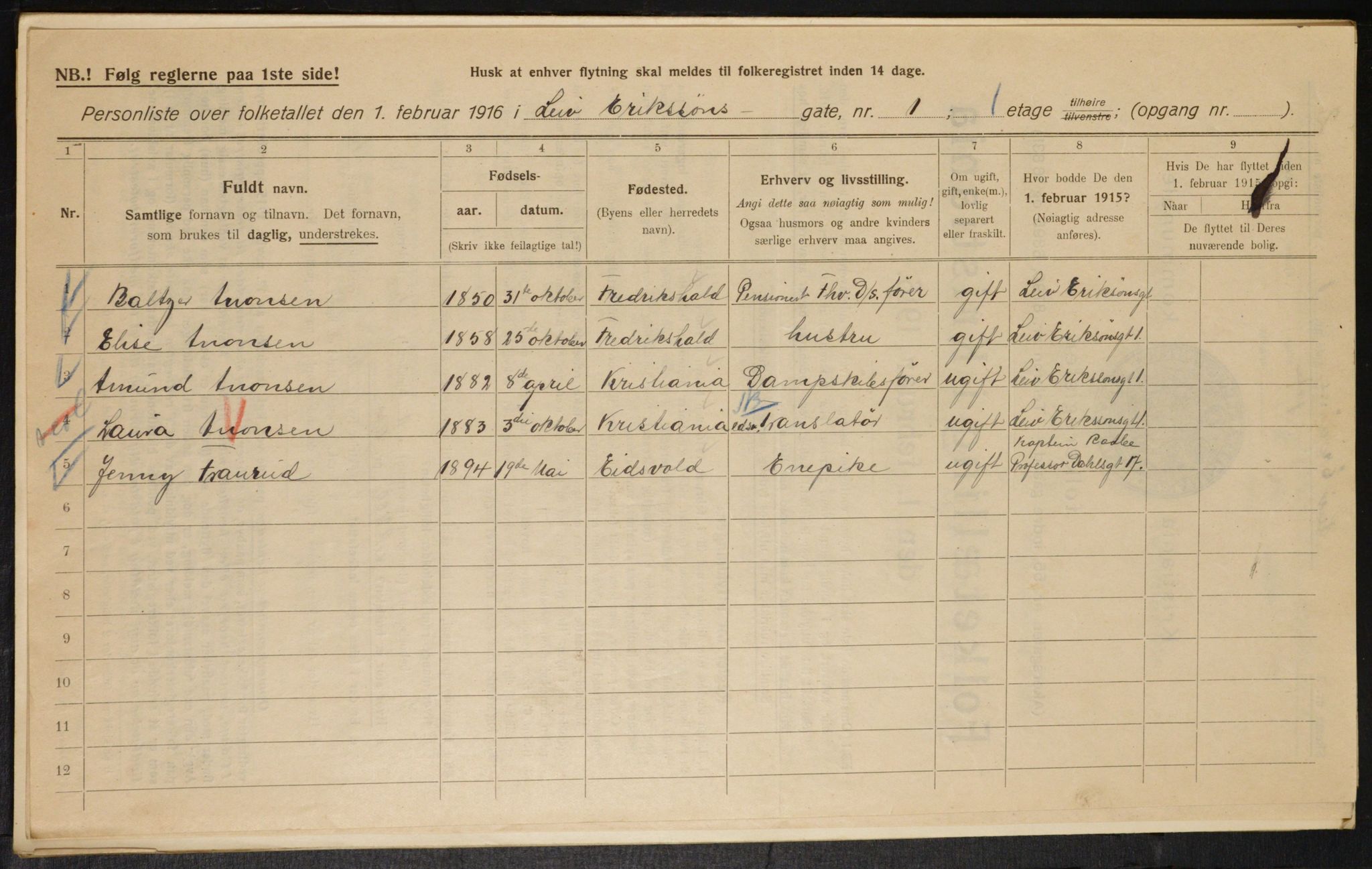 OBA, Kommunal folketelling 1.2.1916 for Kristiania, 1916, s. 58746