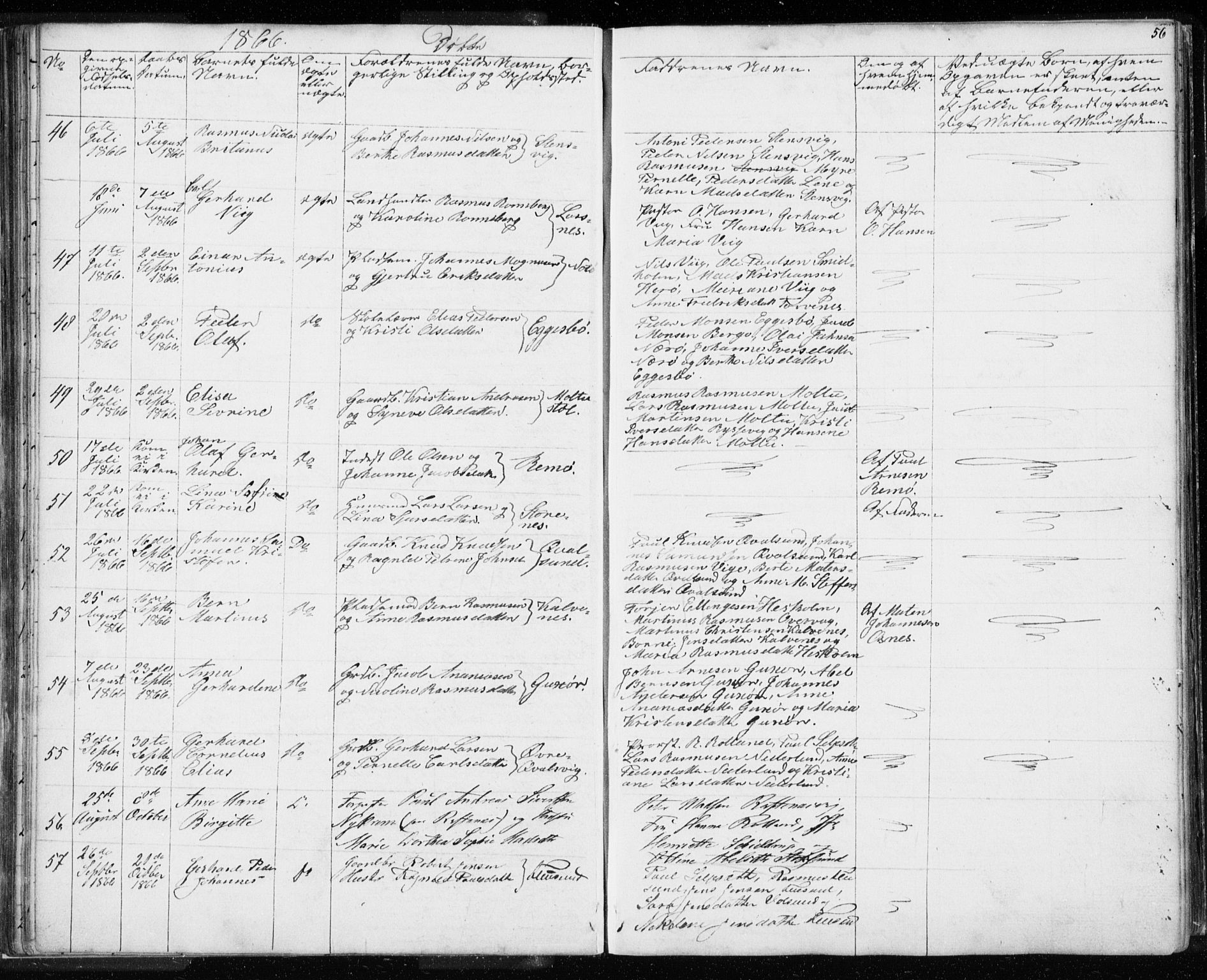 Ministerialprotokoller, klokkerbøker og fødselsregistre - Møre og Romsdal, AV/SAT-A-1454/507/L0079: Klokkerbok nr. 507C02, 1854-1877, s. 56
