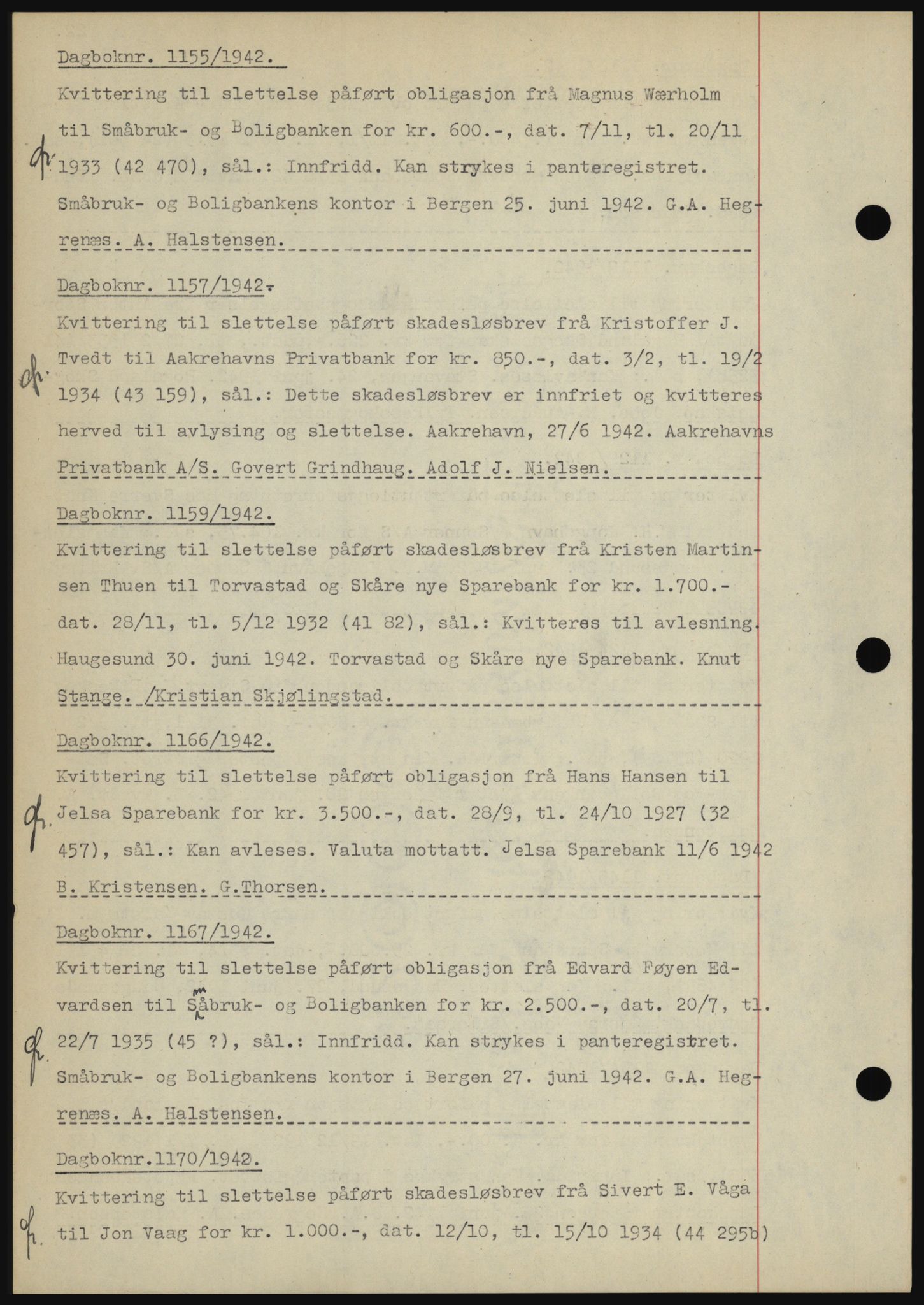 Karmsund sorenskriveri, SAST/A-100311/01/II/IIBBE/L0008: Pantebok nr. B 54, 1942-1943, Dagboknr: 1155/1942