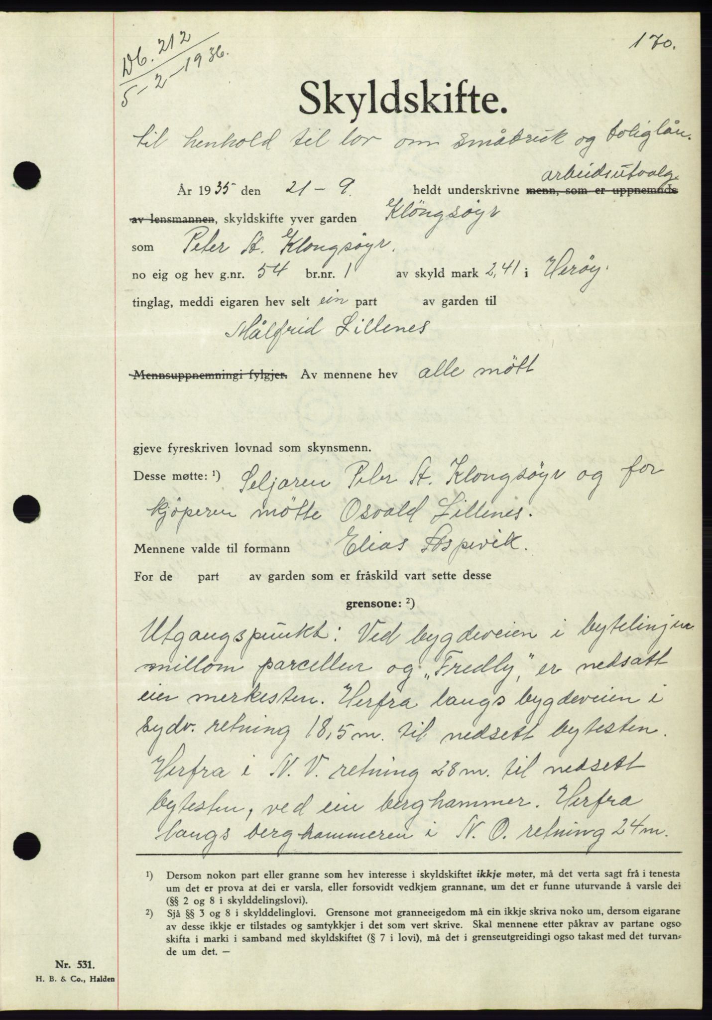 Søre Sunnmøre sorenskriveri, AV/SAT-A-4122/1/2/2C/L0060: Pantebok nr. 54, 1935-1936, Tingl.dato: 05.02.1936