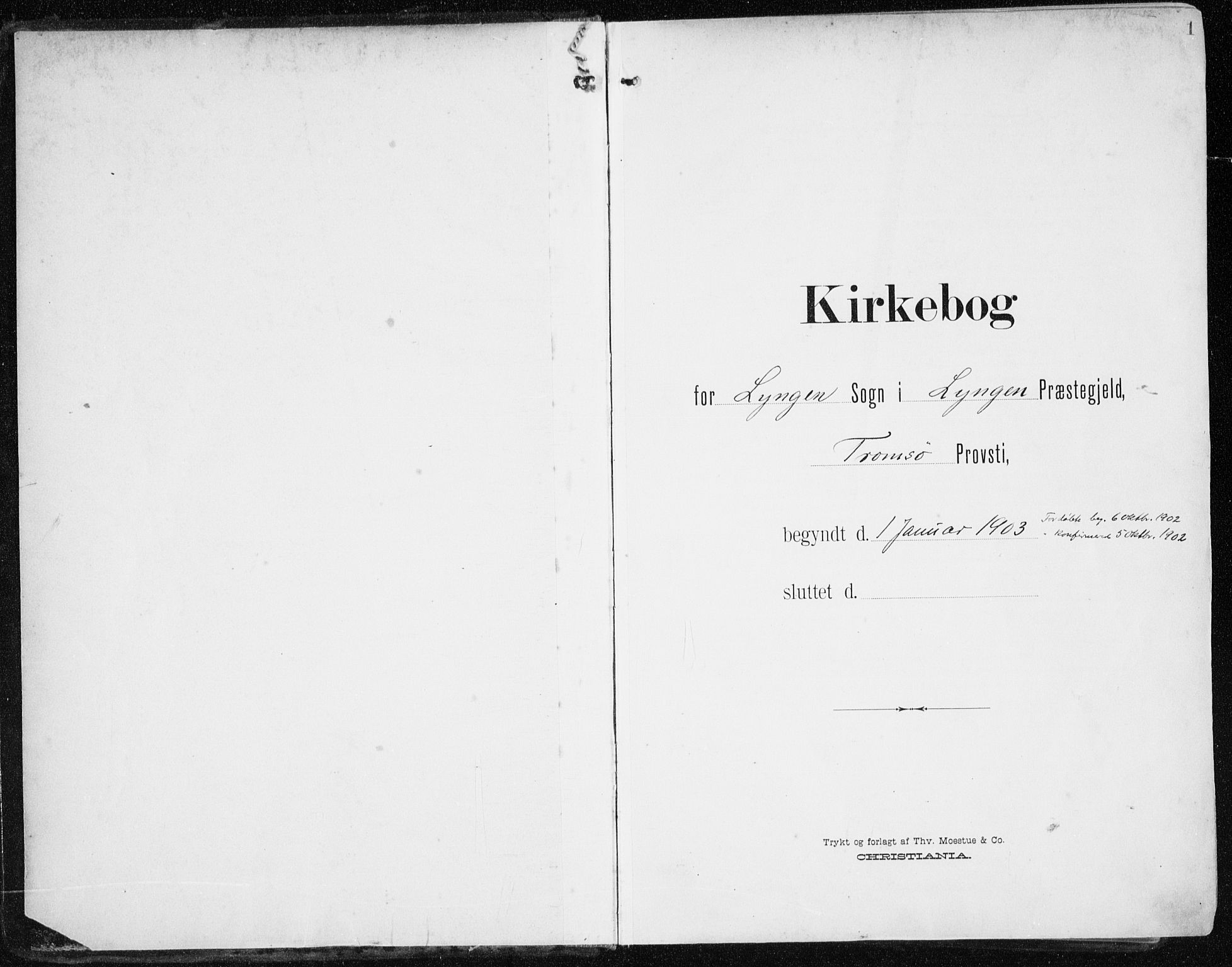 Lyngen sokneprestembete, SATØ/S-1289/H/He/Hea/L0011kirke: Ministerialbok nr. 11, 1903-1913, s. 1
