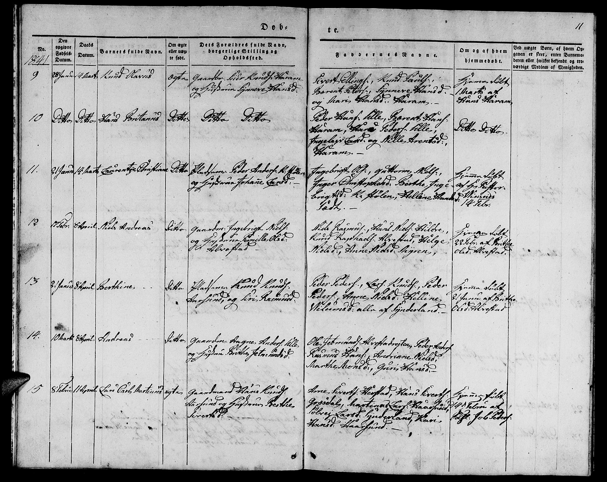 Ministerialprotokoller, klokkerbøker og fødselsregistre - Møre og Romsdal, AV/SAT-A-1454/536/L0507: Klokkerbok nr. 536C02, 1839-1859, s. 11