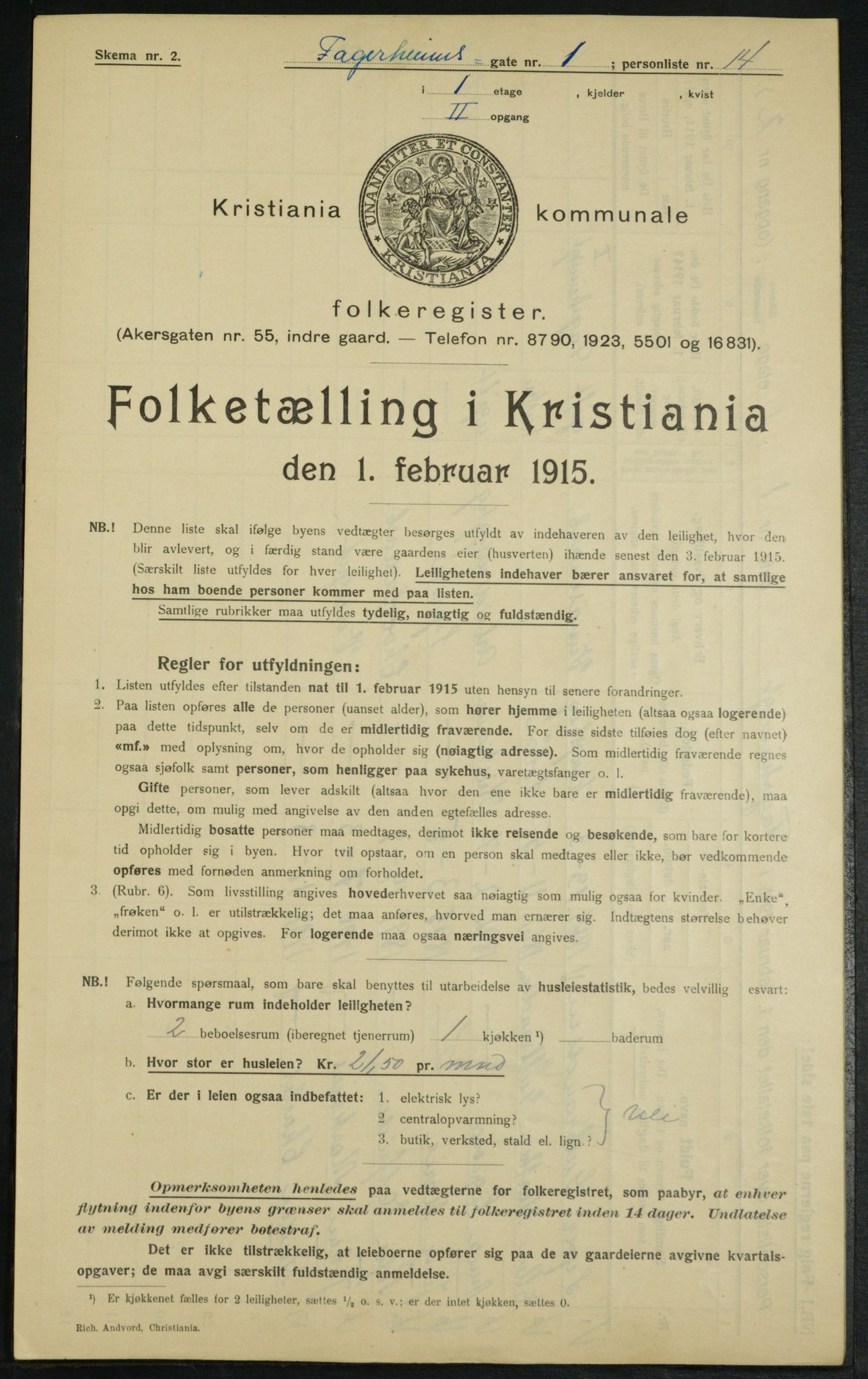 OBA, Kommunal folketelling 1.2.1915 for Kristiania, 1915, s. 22645