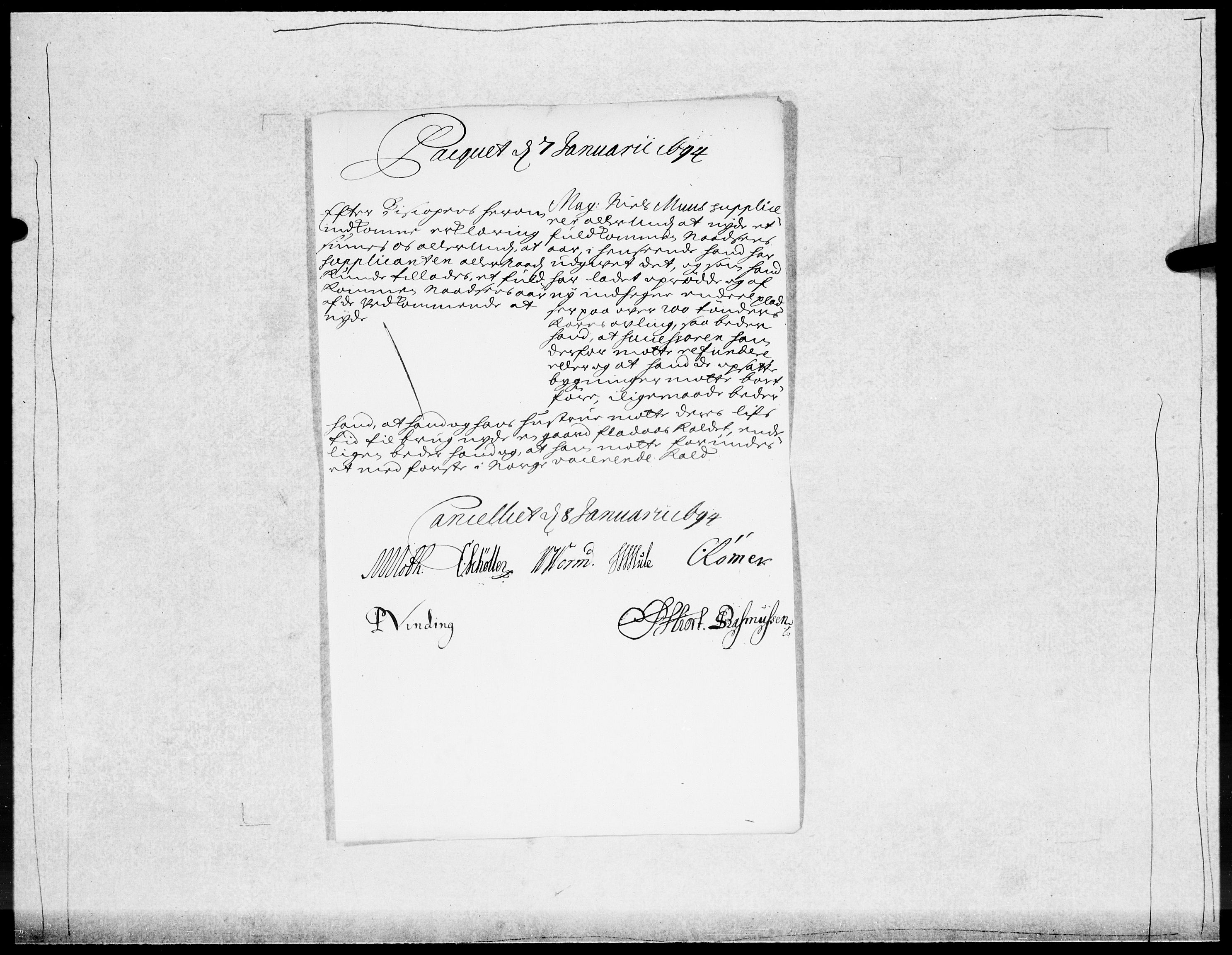 Danske Kanselli 1572-1799, AV/RA-EA-3023/F/Fc/Fcc/Fcca/L0046: Norske innlegg 1572-1799, 1693-1695, s. 125