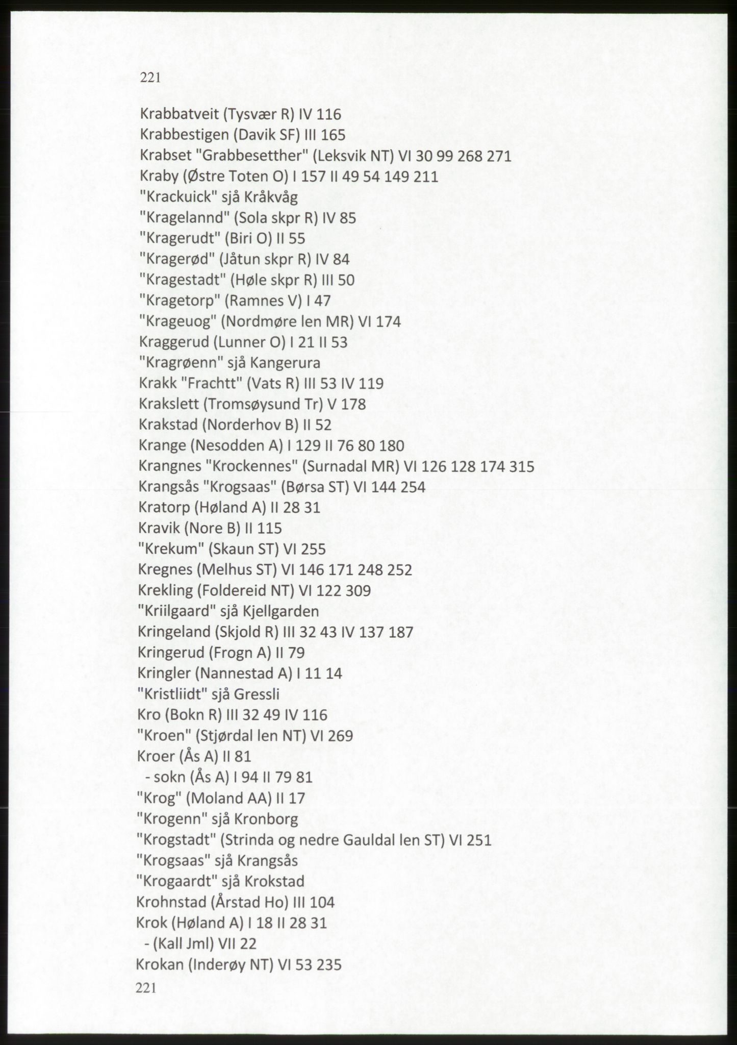 Publikasjoner utgitt av Arkivverket, PUBL/PUBL-001/C/0009: Stedsnavnregister, 1548-1567, s. 221