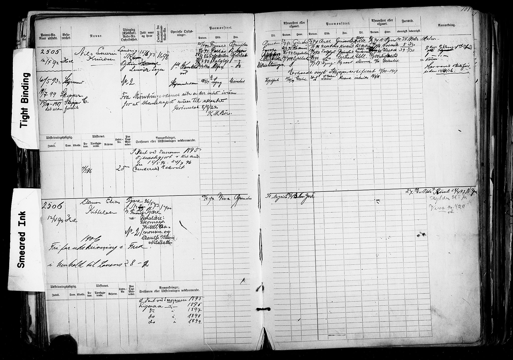 Grimstad mønstringskrets, AV/SAK-2031-0013/F/Fb/L0012: Hovedrulle nr 2291-3051, V-25, 1889-1900, s. 118