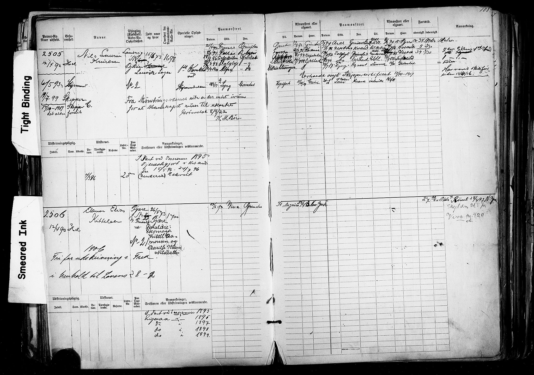 Grimstad mønstringskrets, SAK/2031-0013/F/Fb/L0012: Hovedrulle nr 2291-3051, V-25, 1889-1900, s. 118