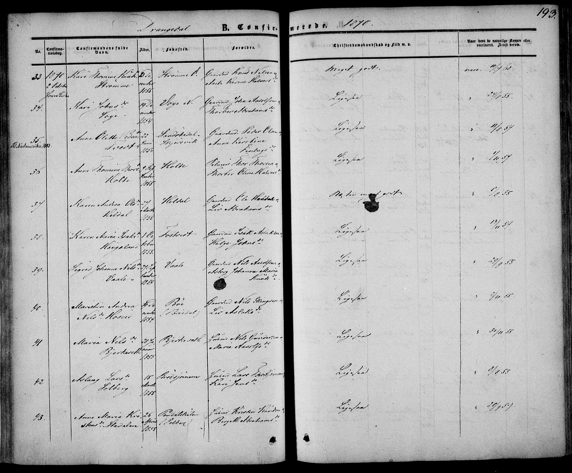 Drangedal kirkebøker, AV/SAKO-A-258/F/Fa/L0008: Ministerialbok nr. 8, 1857-1871, s. 193
