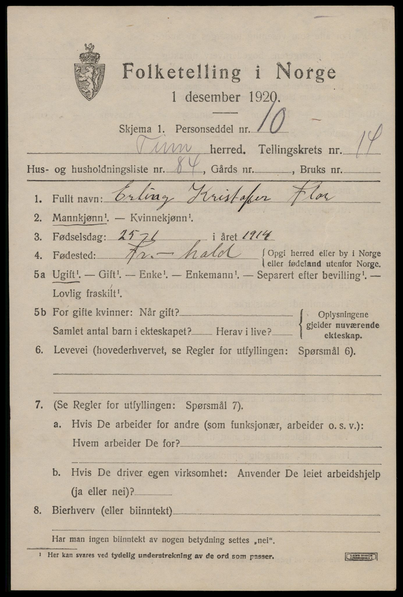 SAKO, Folketelling 1920 for 0826 Tinn herred, 1920, s. 11262