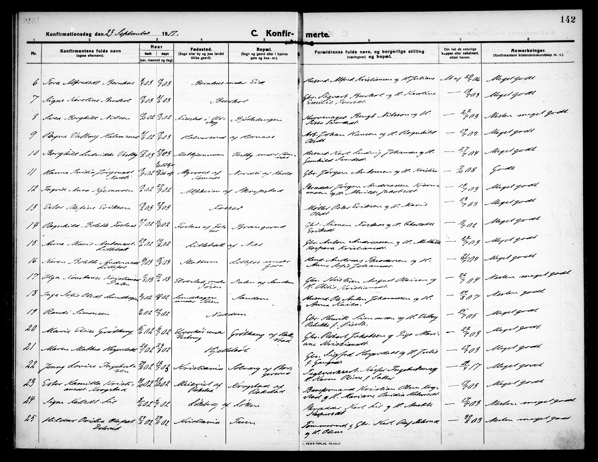 Høland prestekontor Kirkebøker, AV/SAO-A-10346a/F/Fa/L0016: Ministerialbok nr. I 16, 1912-1921, s. 142