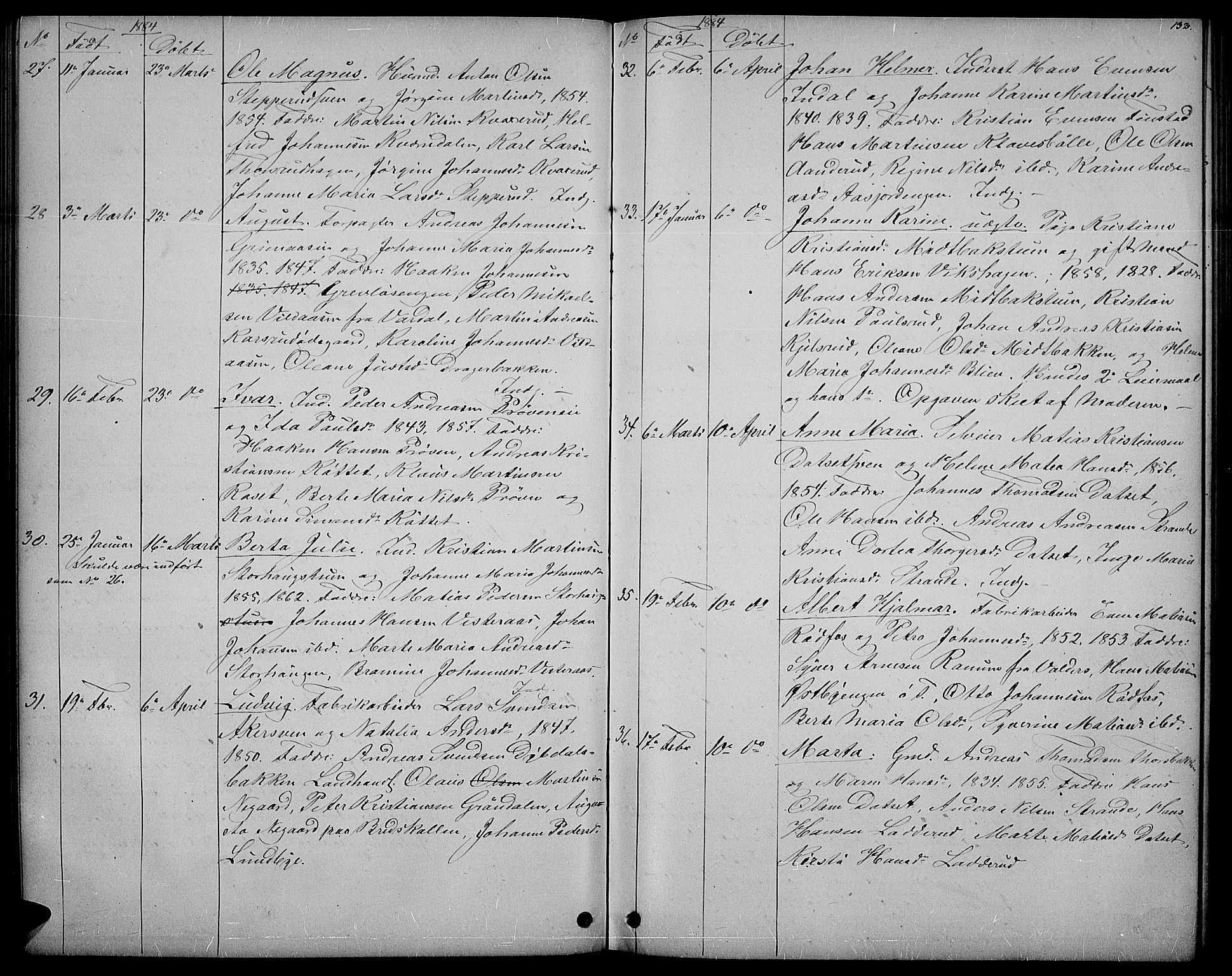 Vestre Toten prestekontor, AV/SAH-PREST-108/H/Ha/Hab/L0006: Klokkerbok nr. 6, 1870-1887, s. 132