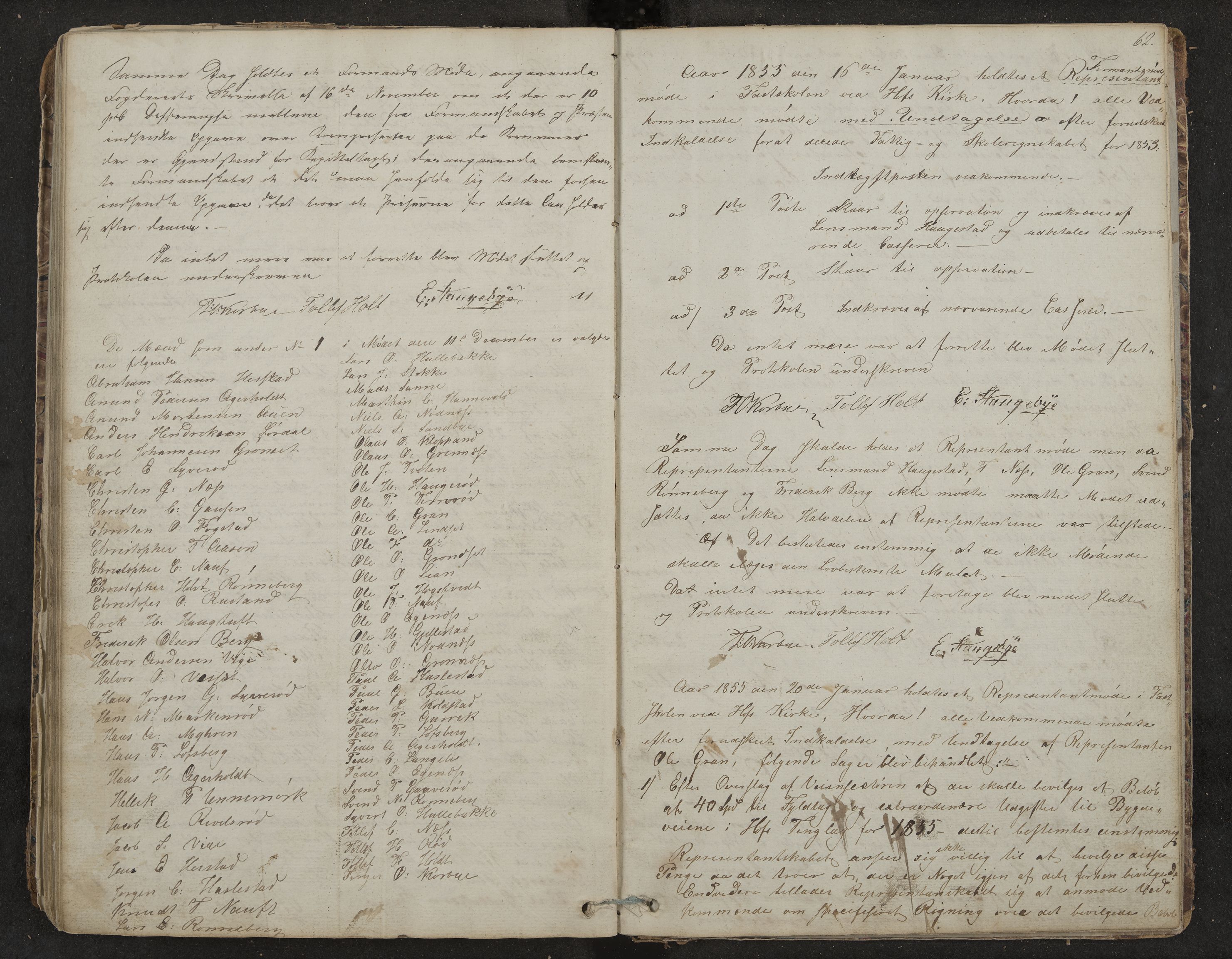Hof formannskap og sentraladministrasjon, IKAK/0714021-1/A/Aa/L0001: Møtebok, 1837-1859, s. 62
