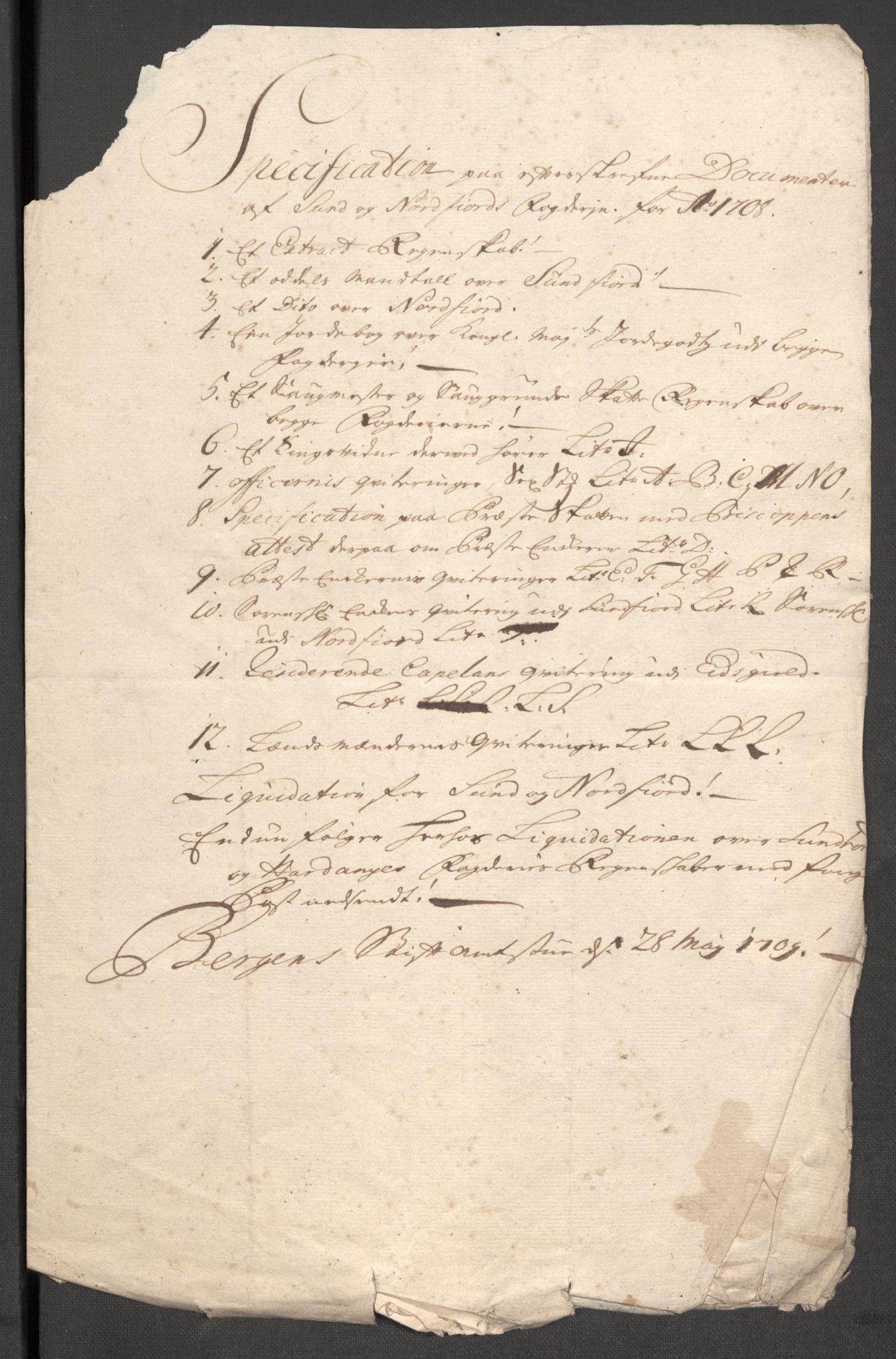 Rentekammeret inntil 1814, Reviderte regnskaper, Fogderegnskap, RA/EA-4092/R53/L3431: Fogderegnskap Sunn- og Nordfjord, 1708, s. 47