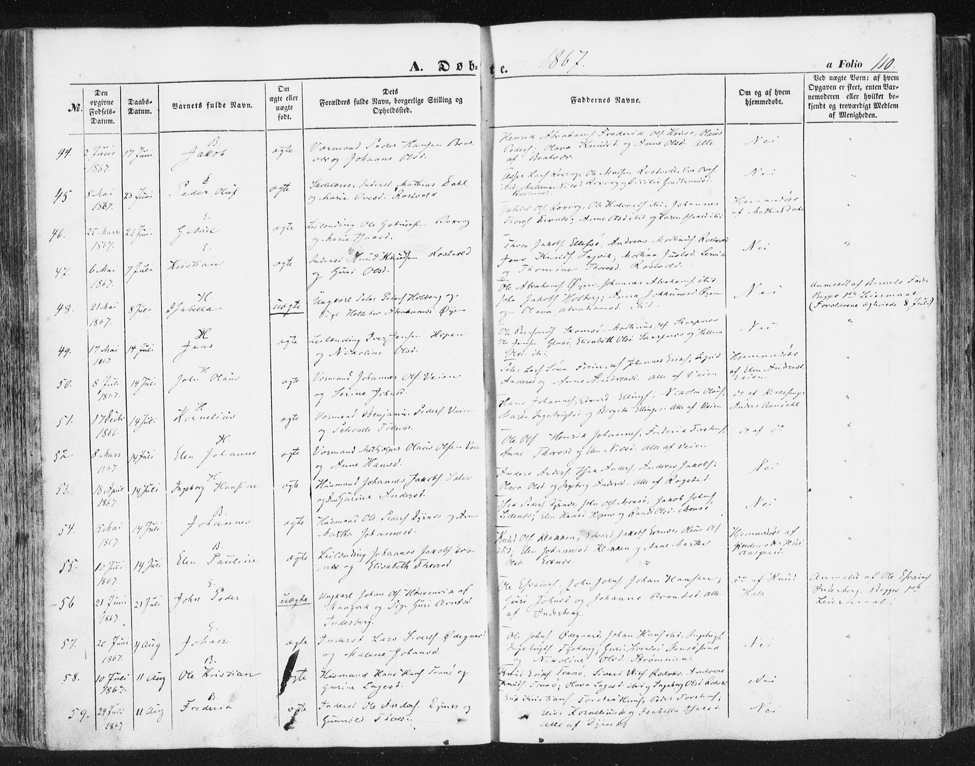 Ministerialprotokoller, klokkerbøker og fødselsregistre - Møre og Romsdal, AV/SAT-A-1454/581/L0937: Ministerialbok nr. 581A05, 1853-1872, s. 110