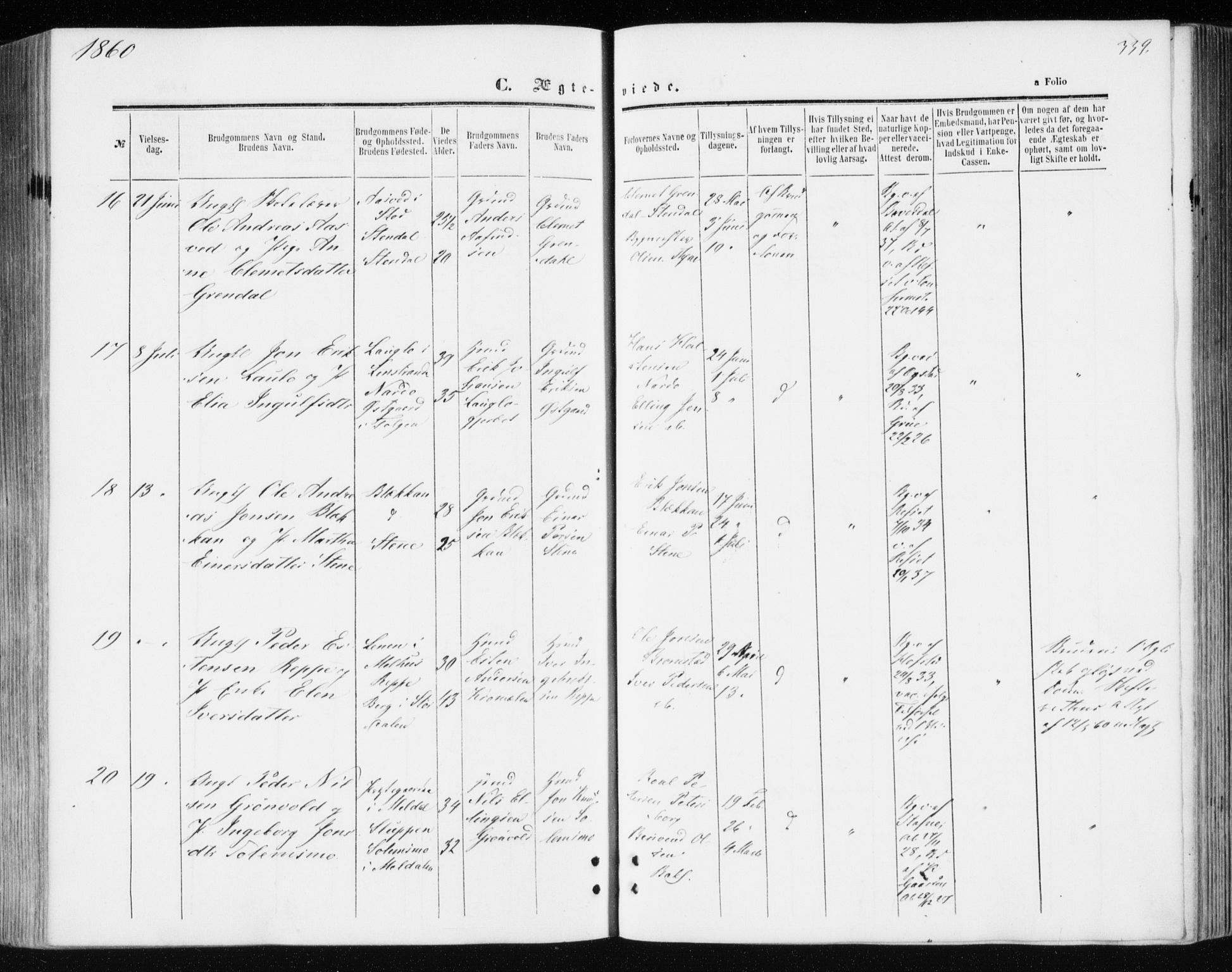 Ministerialprotokoller, klokkerbøker og fødselsregistre - Sør-Trøndelag, AV/SAT-A-1456/606/L0292: Ministerialbok nr. 606A07, 1856-1865, s. 339