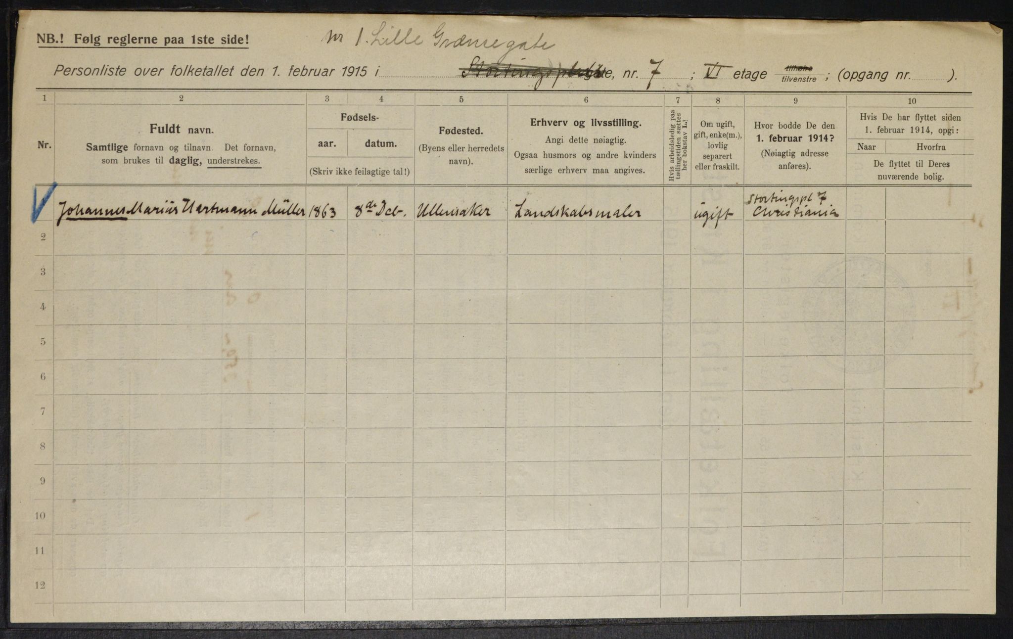 OBA, Kommunal folketelling 1.2.1915 for Kristiania, 1915, s. 57065